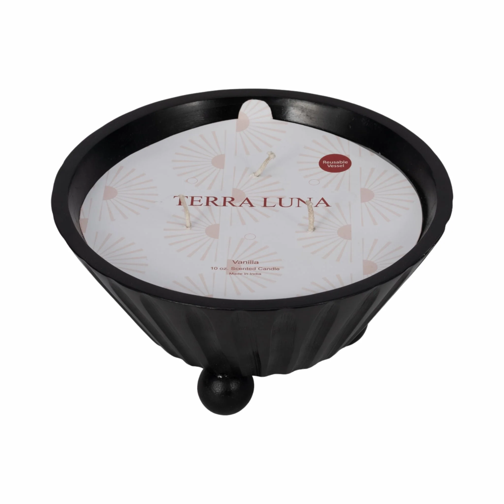 9" 17oz Footed Bowl/scented Wax, Black - Image 3