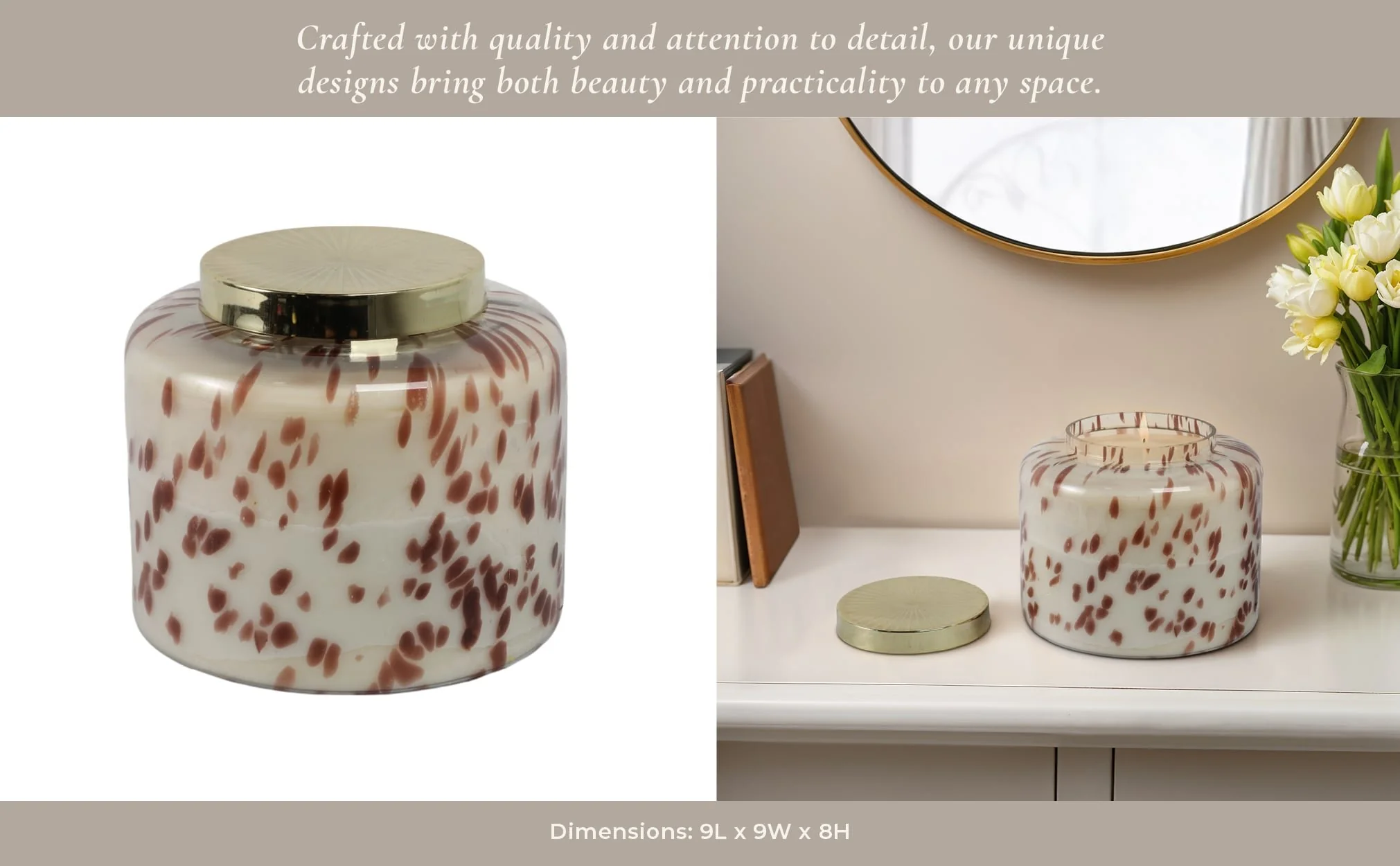 9" 180 Oz Cinnamon Speckle Lidded Candle, Brown/go - Image 11