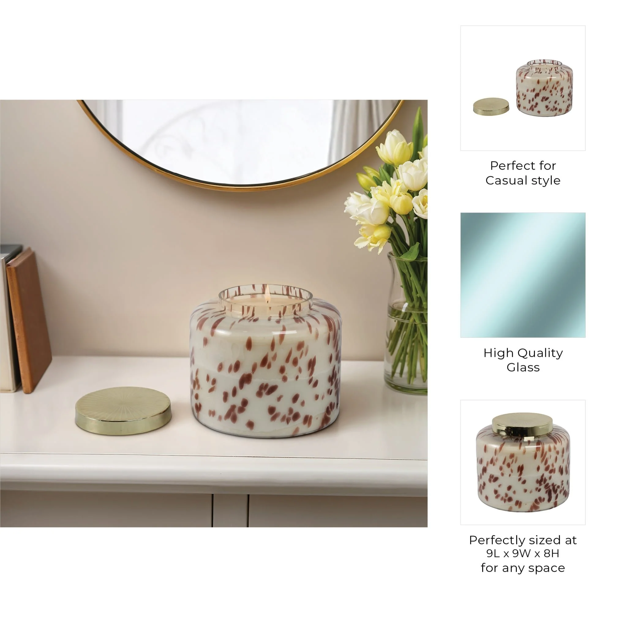 9" 180 Oz Cinnamon Speckle Lidded Candle, Brown/go - Image 9