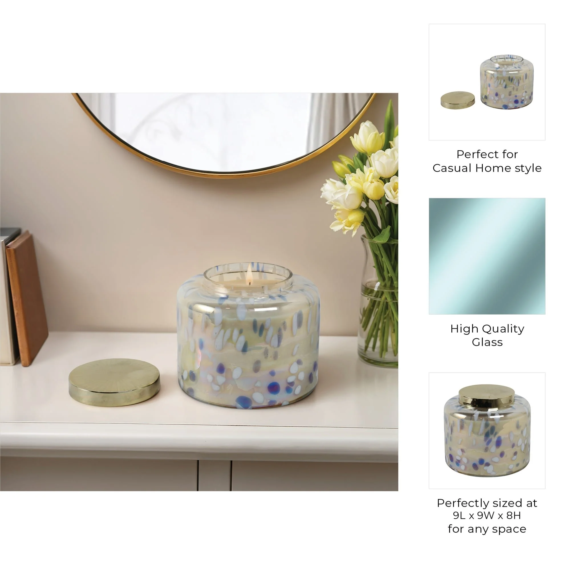 9" 180 Oz Jasmine Speckle Candle, Light Blue/go - Image 9