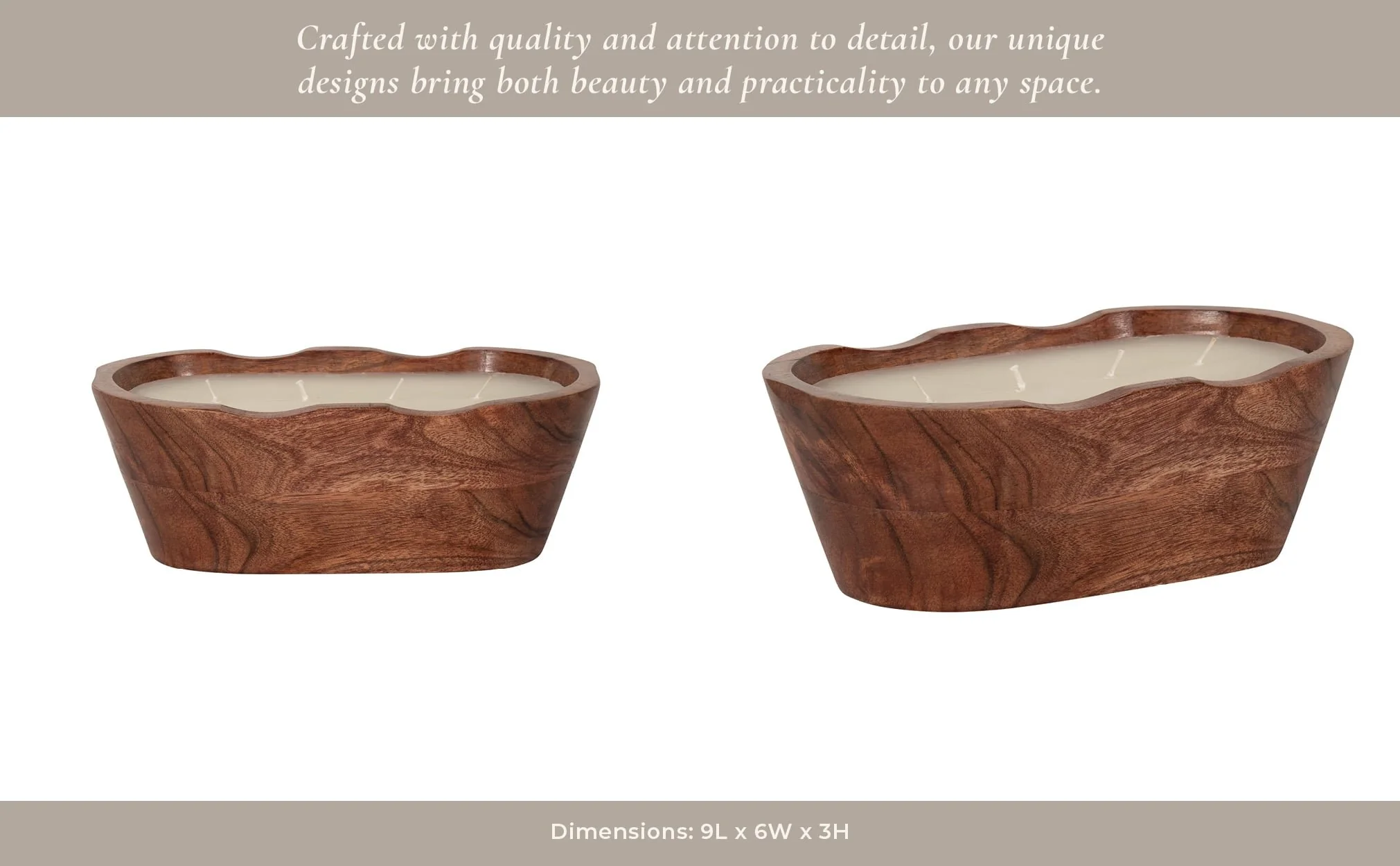 9" 19 Oz Vanilla Oval Bowl Candle, Natural - Image 12