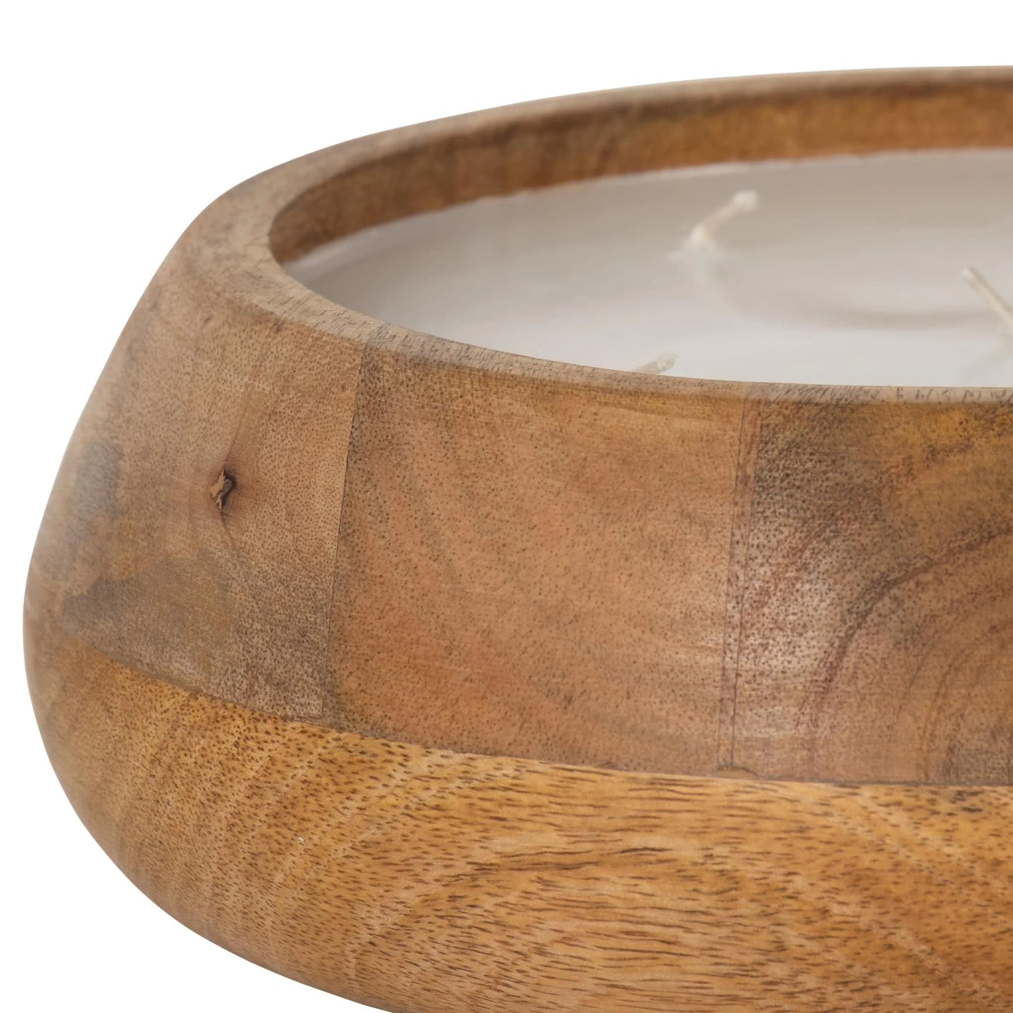 9" 20 Oz Vanilla Modern Wood Bowl Candle, Natural - Image 3