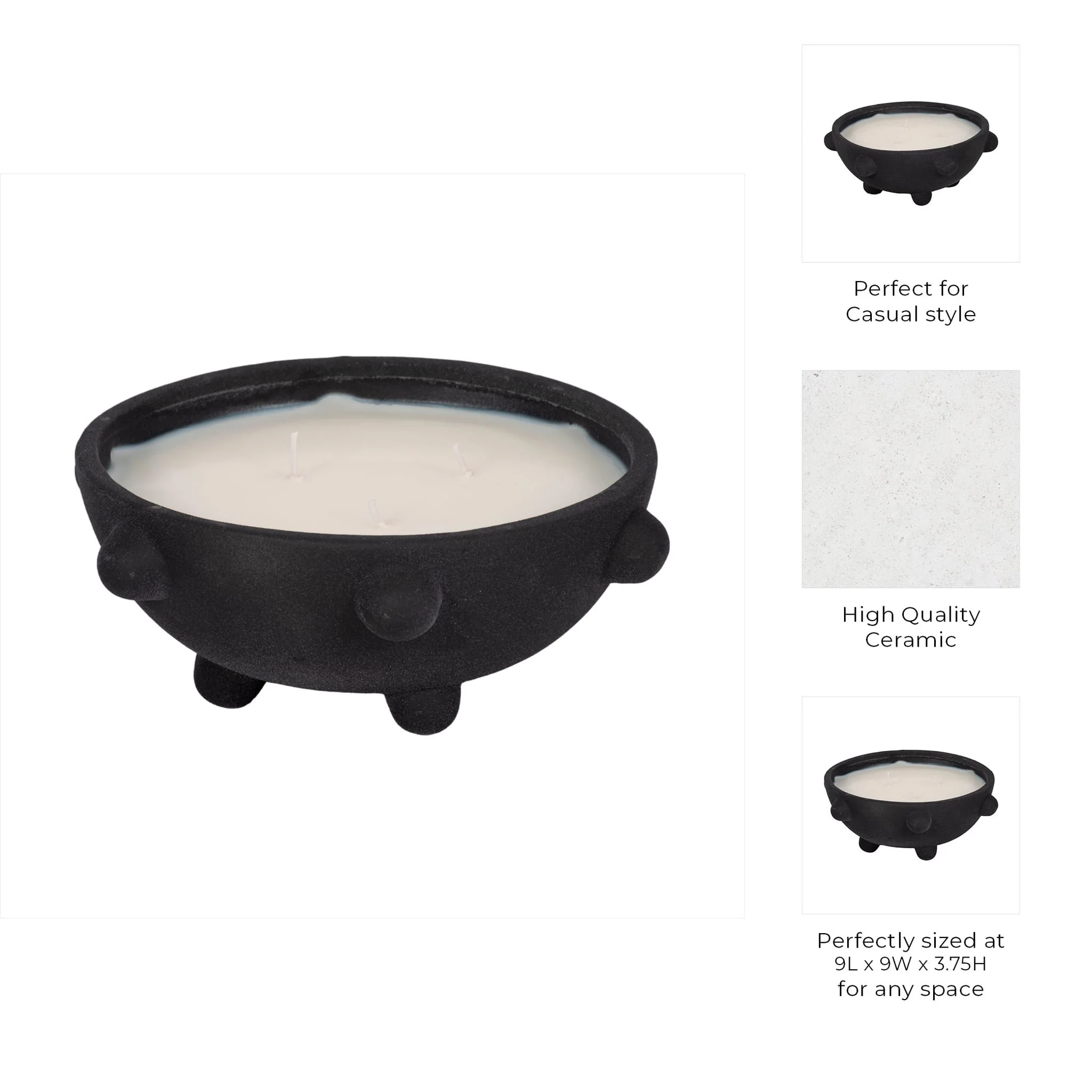 9" 22 Oz Black Amber Sea Salt Bubble Bowl Candle, - Image 9