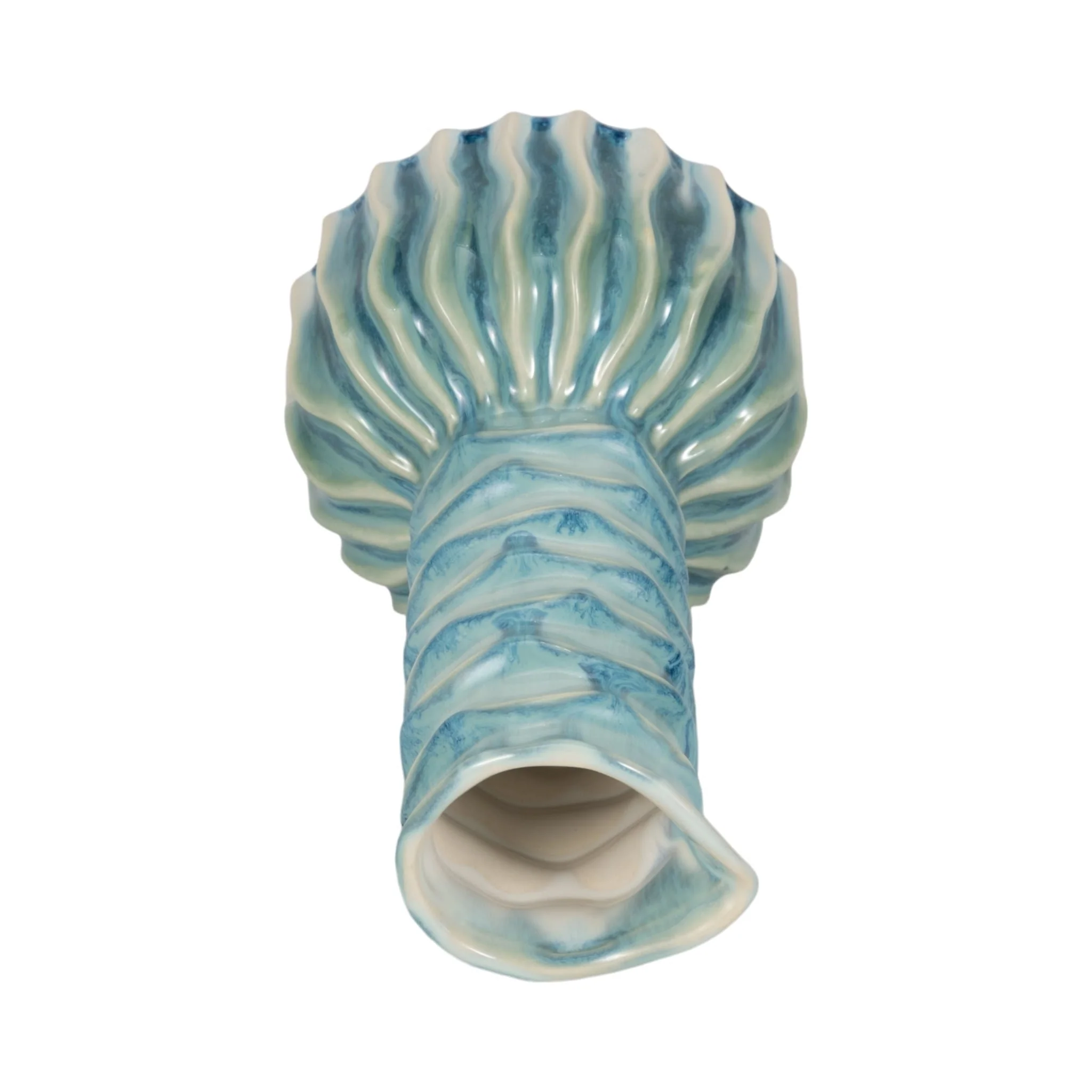 9" Coastal Ribbed Bud Vase Reactive Finish, Blue - Image 6