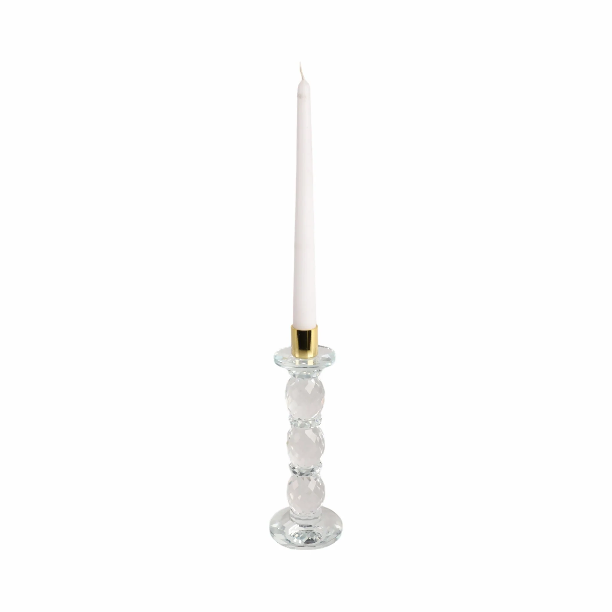 9" Etched Crystal Taper Holder, Clear/gold - Image 2