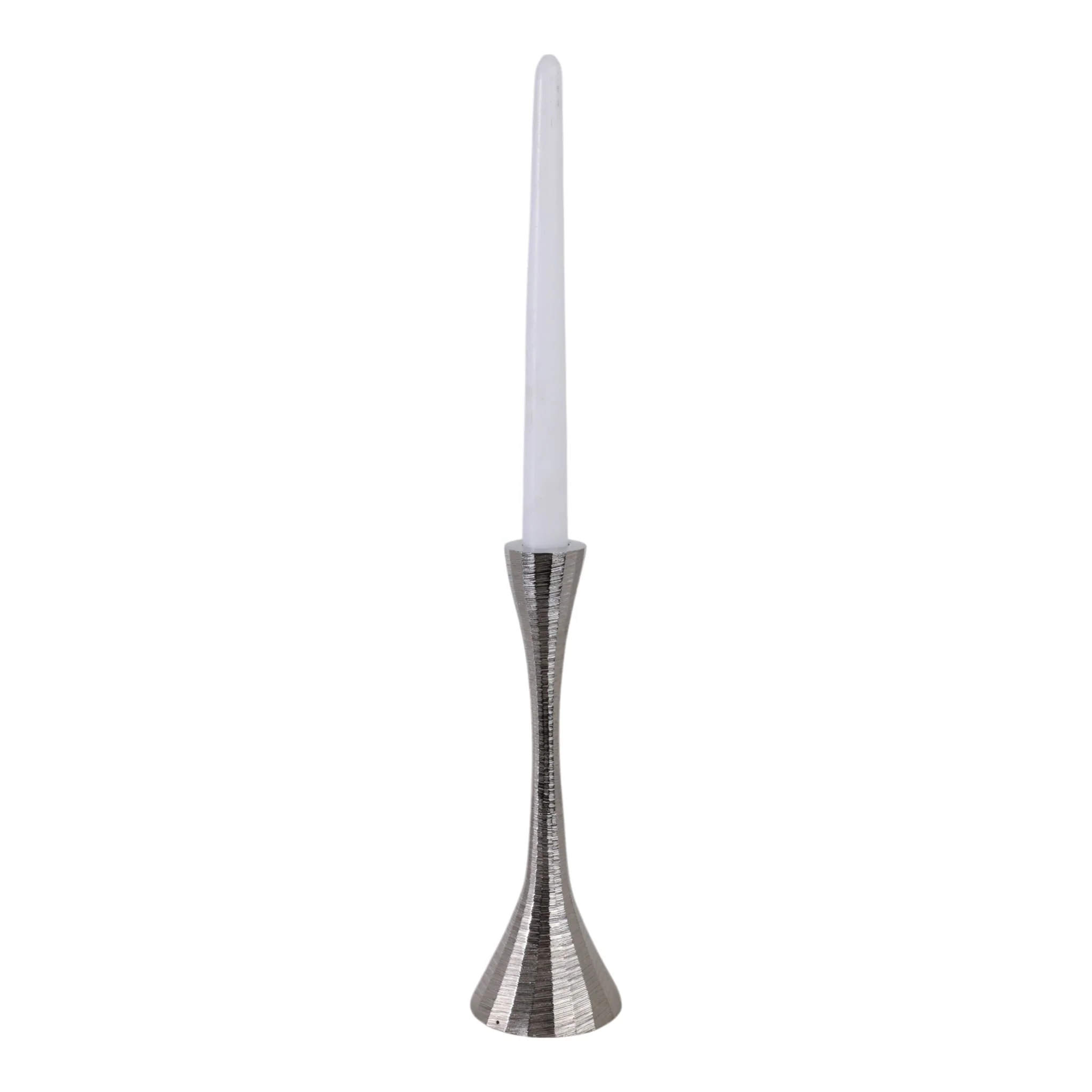 9" Etched Metal Taper Holder, Silver - Image 2
