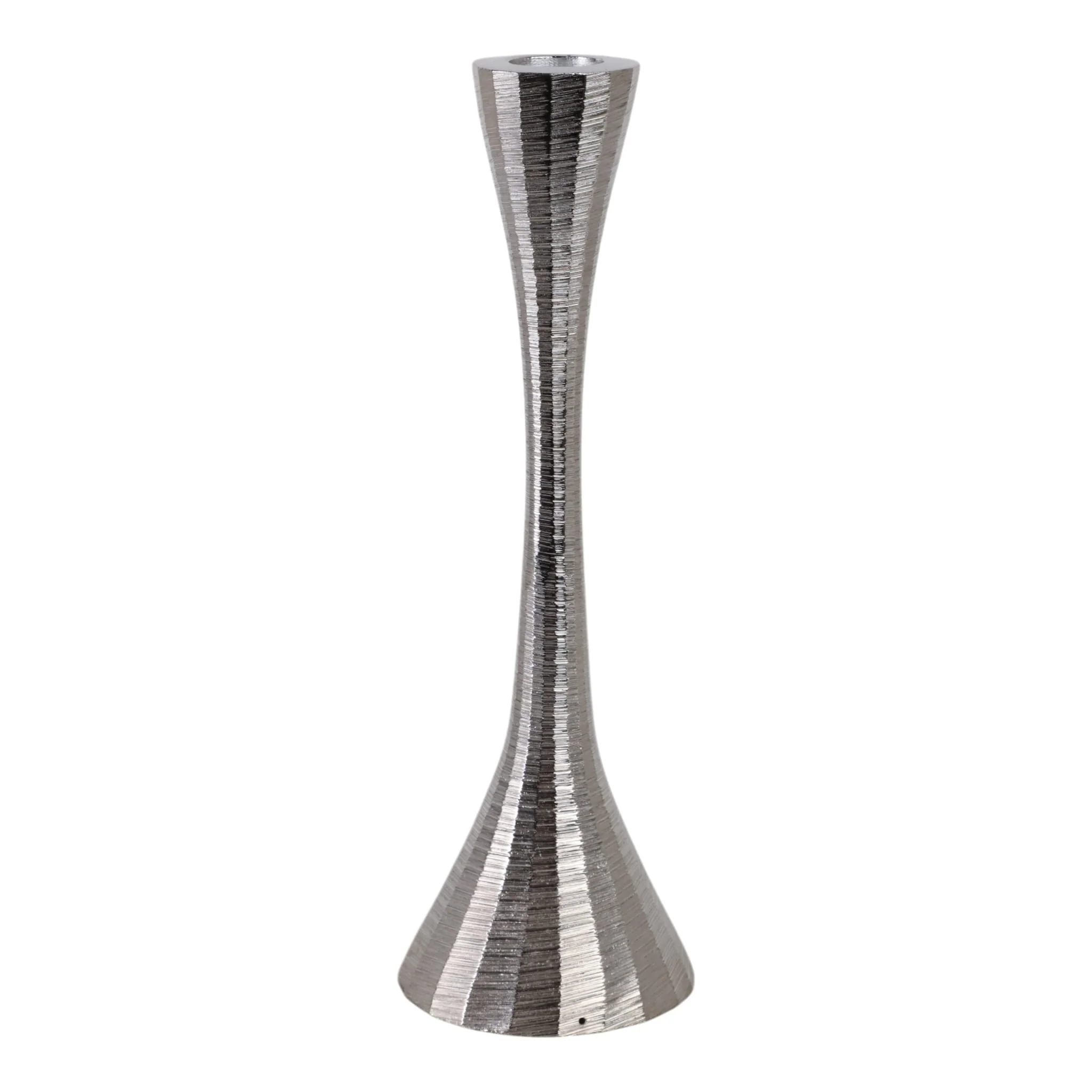 9" Etched Metal Taper Holder, Silver - Image 3