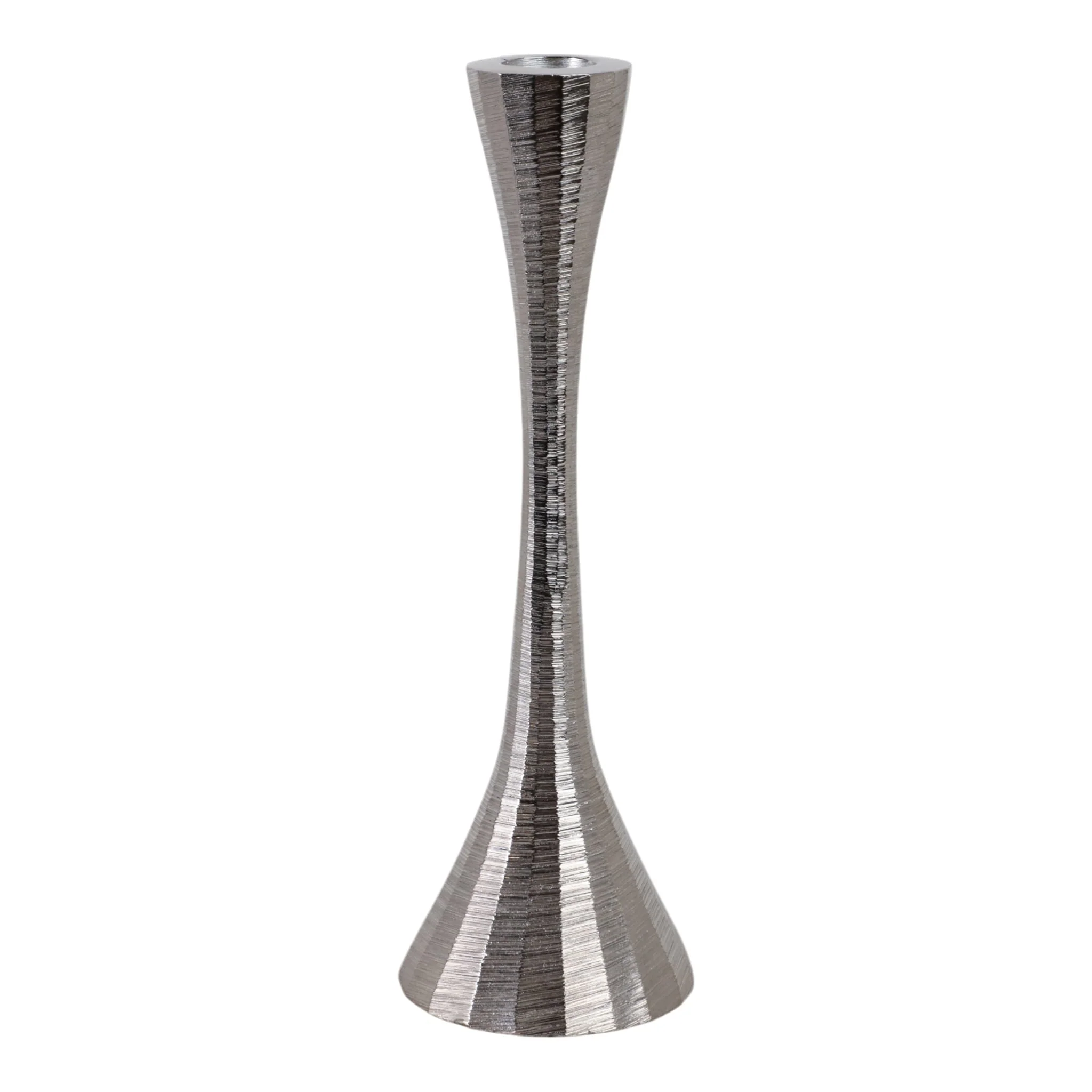 9" Etched Metal Taper Holder, Silver - Image 4