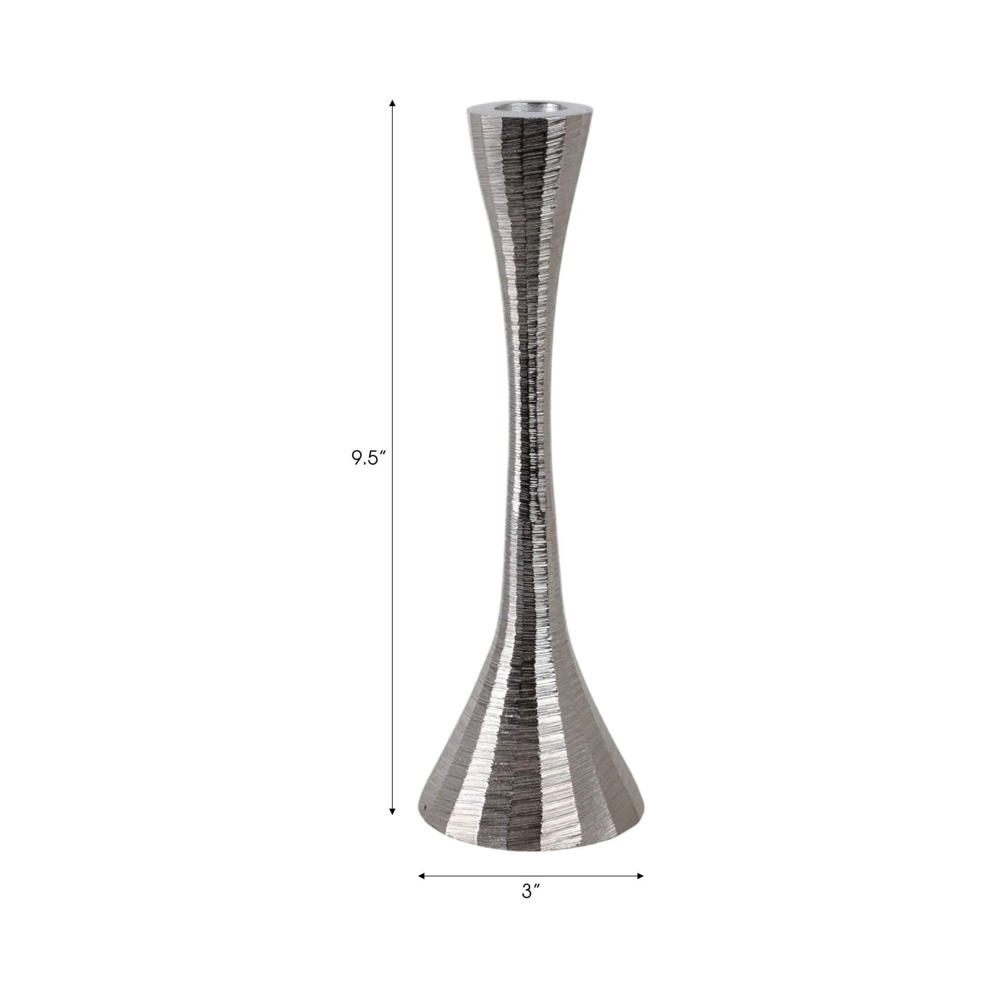 9" Etched Metal Taper Holder, Silver - Image 8