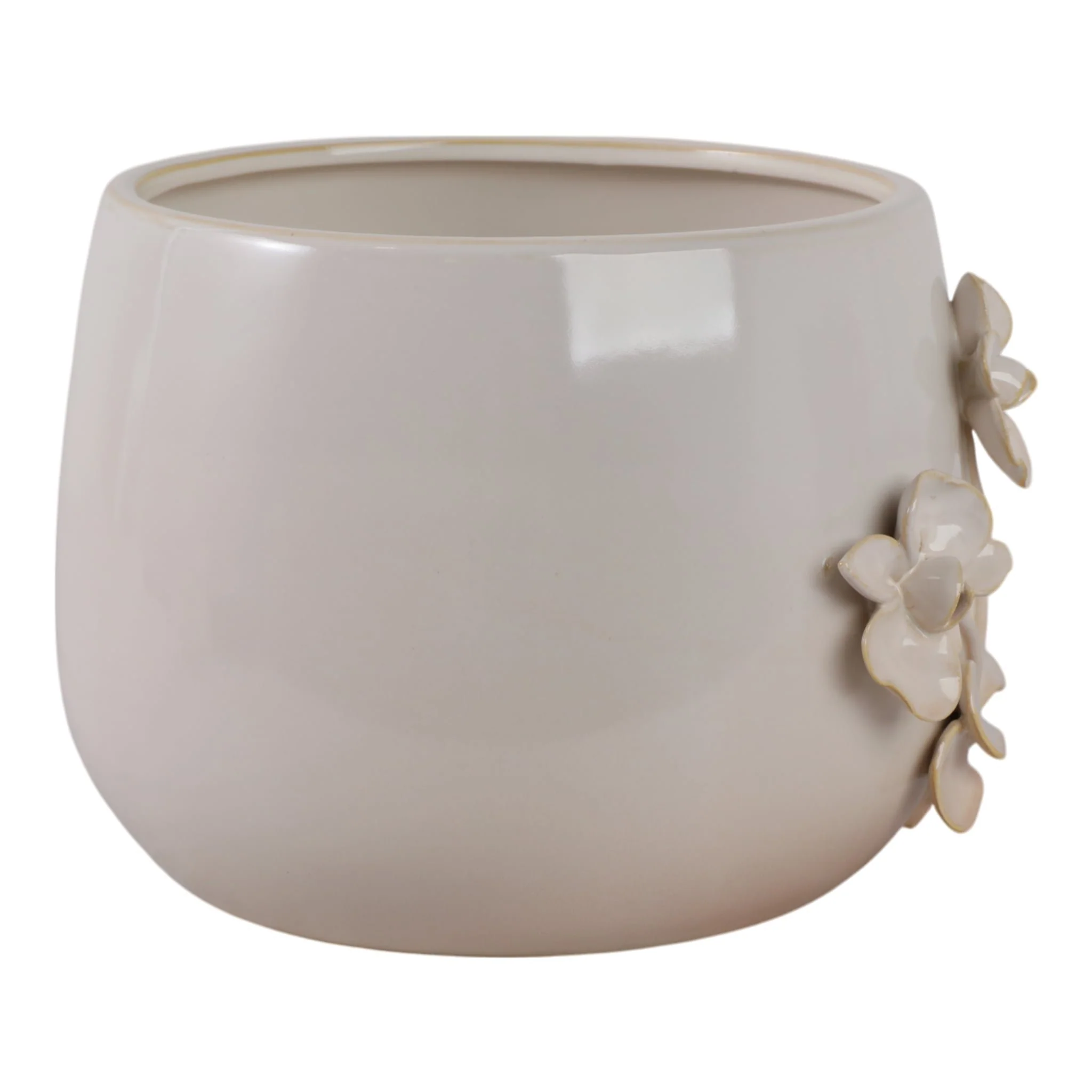 9" Flower Applique Planter, Ivory - Image 3