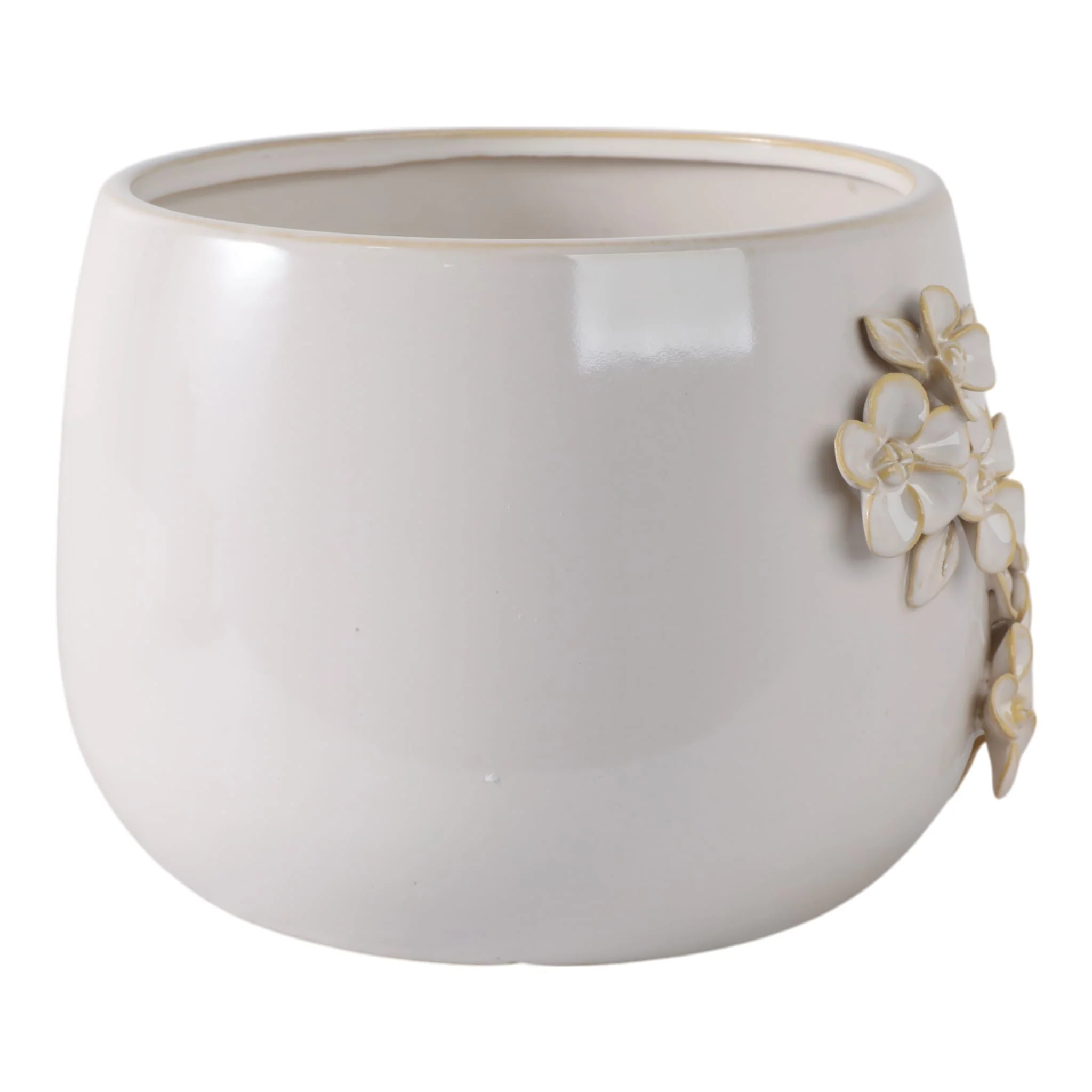 9" Flower Bunches Applique Planter, Ivory - Image 3