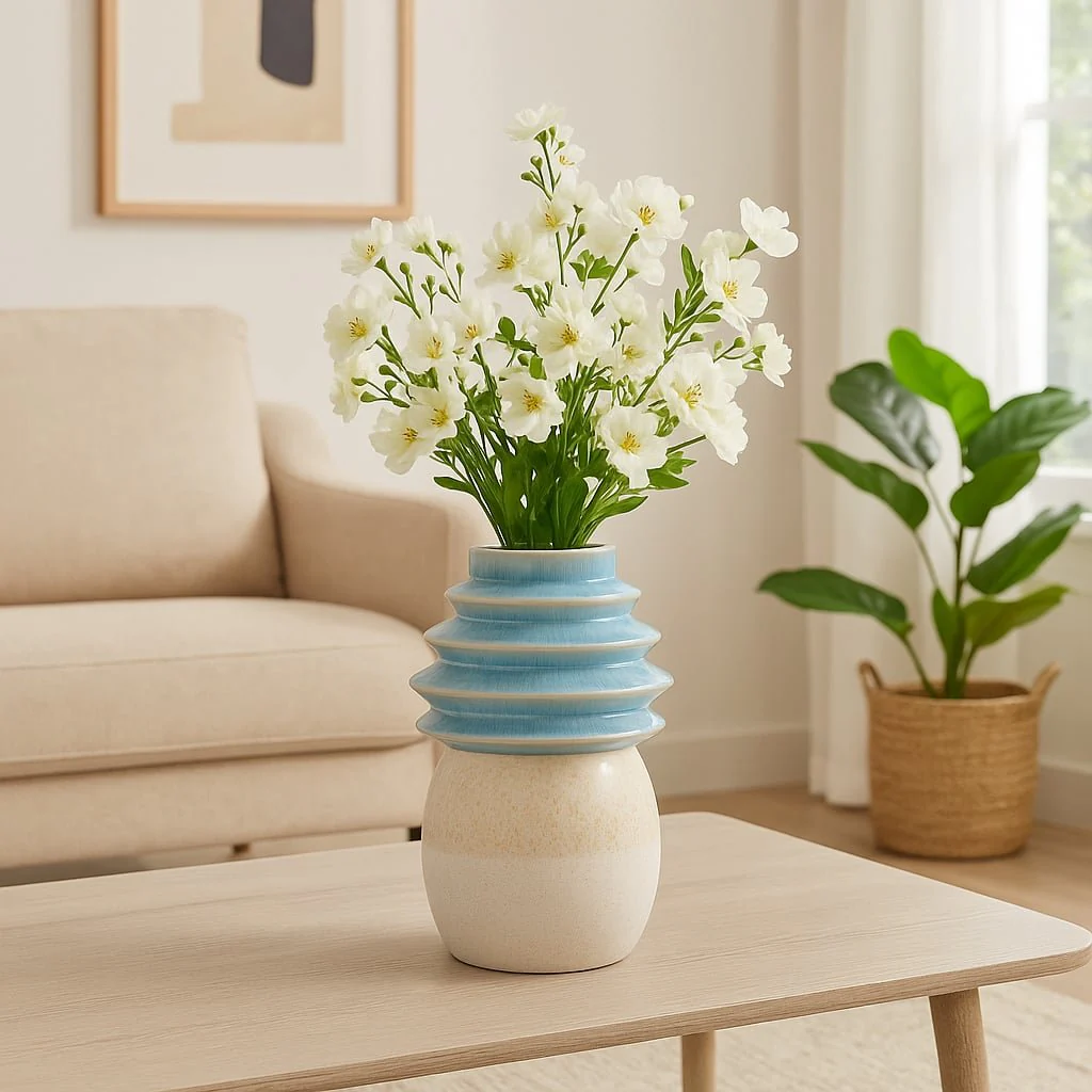 9" Fluted Top Vase Reactive Finish, Multi - Image 11