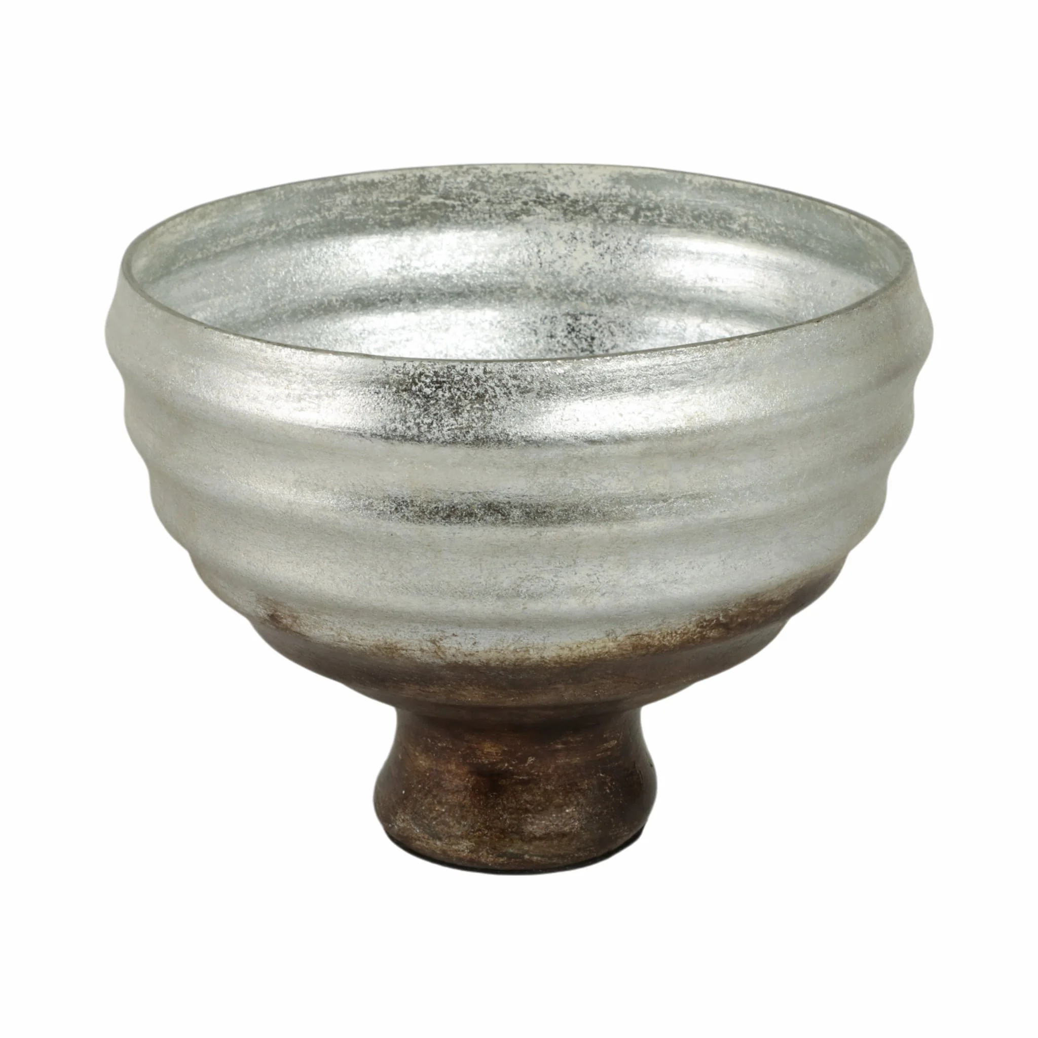 9" Glass Pedestal Bowl Ombre Finish, Multi - Image 3
