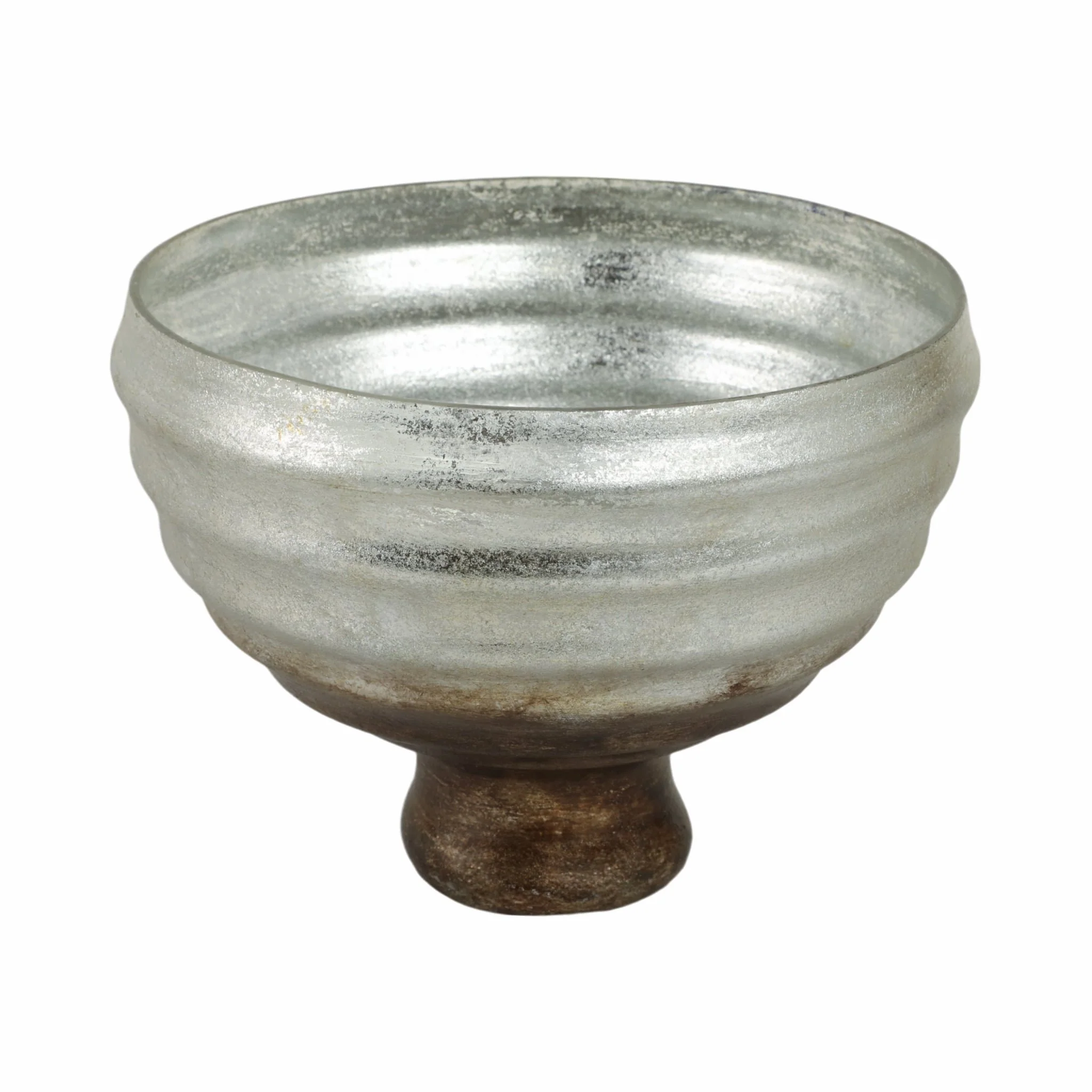 9" Glass Pedestal Bowl Ombre Finish, Multi - Image 4