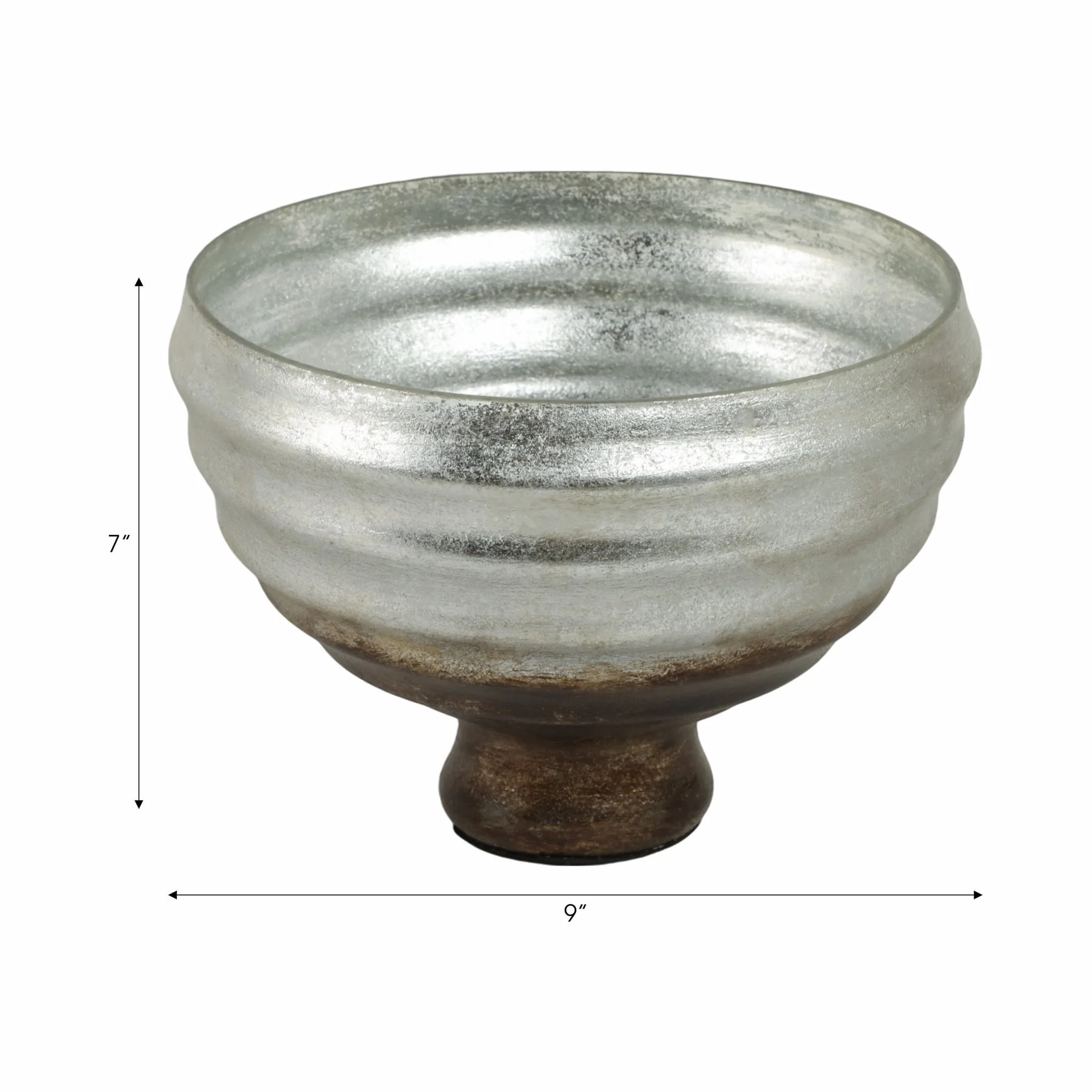 9" Glass Pedestal Bowl Ombre Finish, Multi - Image 8
