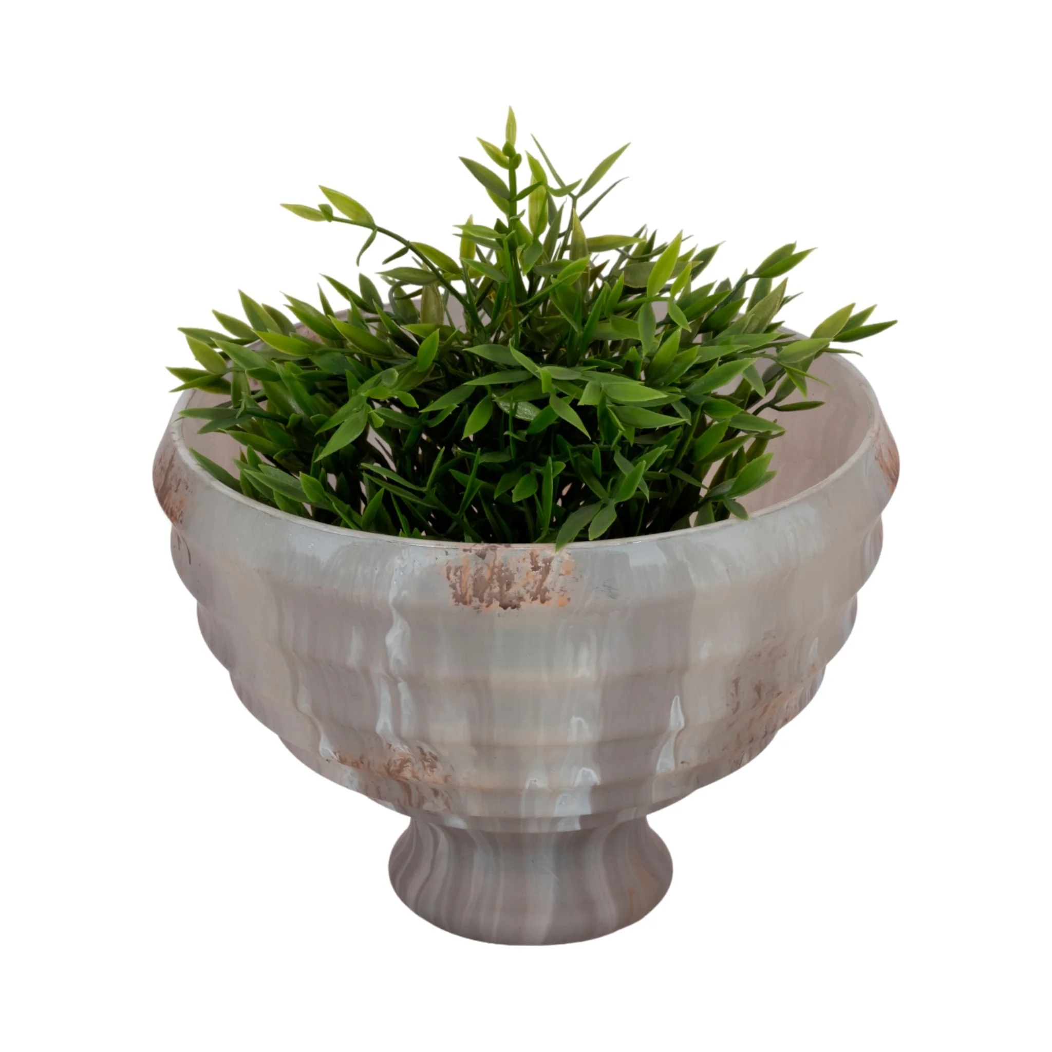 9" Glass Pedestal Bowl Opal Finish, Ivory Multi - Image 2