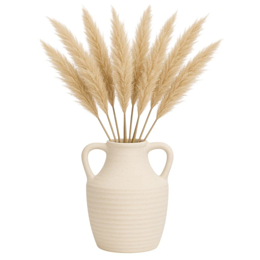 9" Jug Vase W/ Handle Rough Texture, Ivory - Image 2