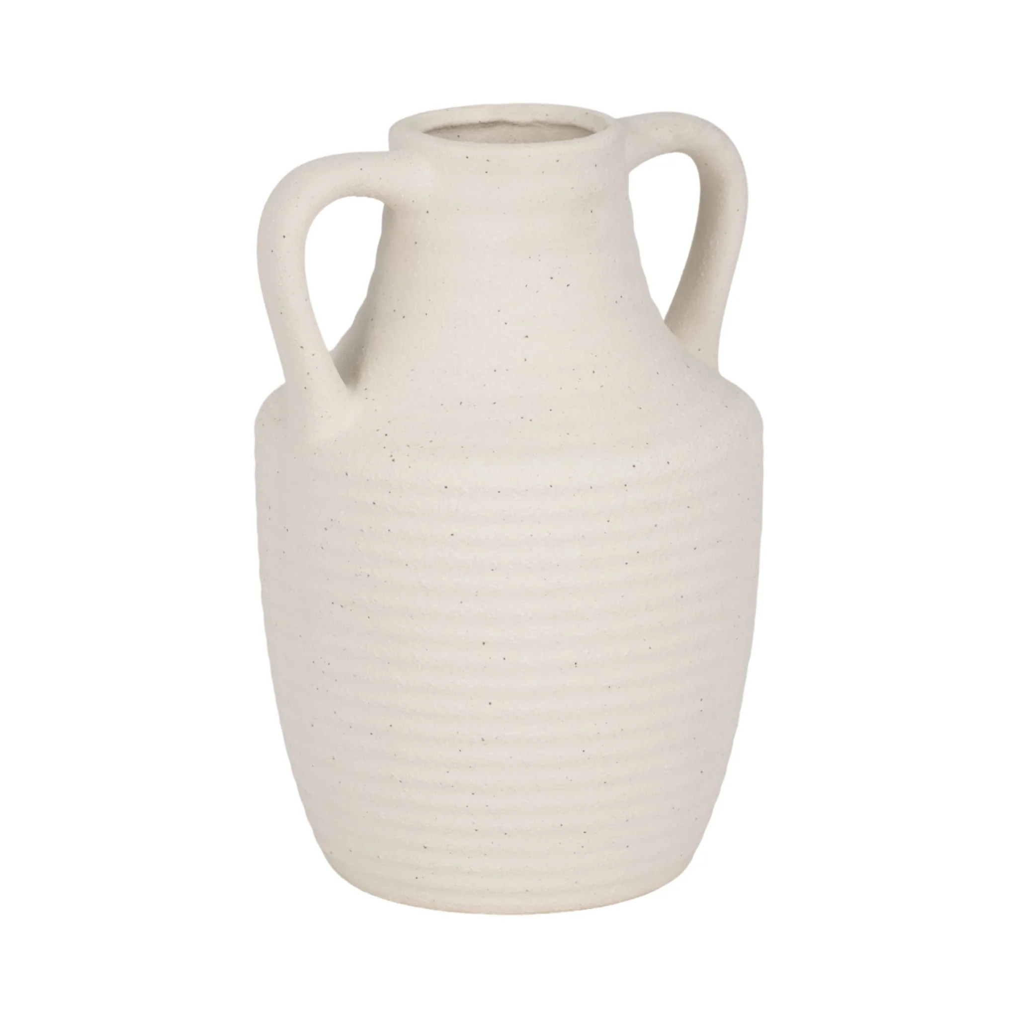 9" Jug Vase W/ Handle Rough Texture, Ivory - Image 3