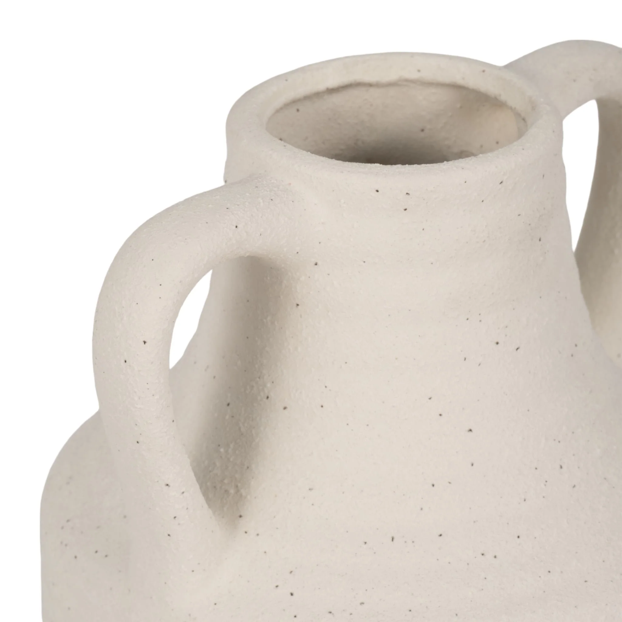 9" Jug Vase W/ Handle Rough Texture, Ivory - Image 5