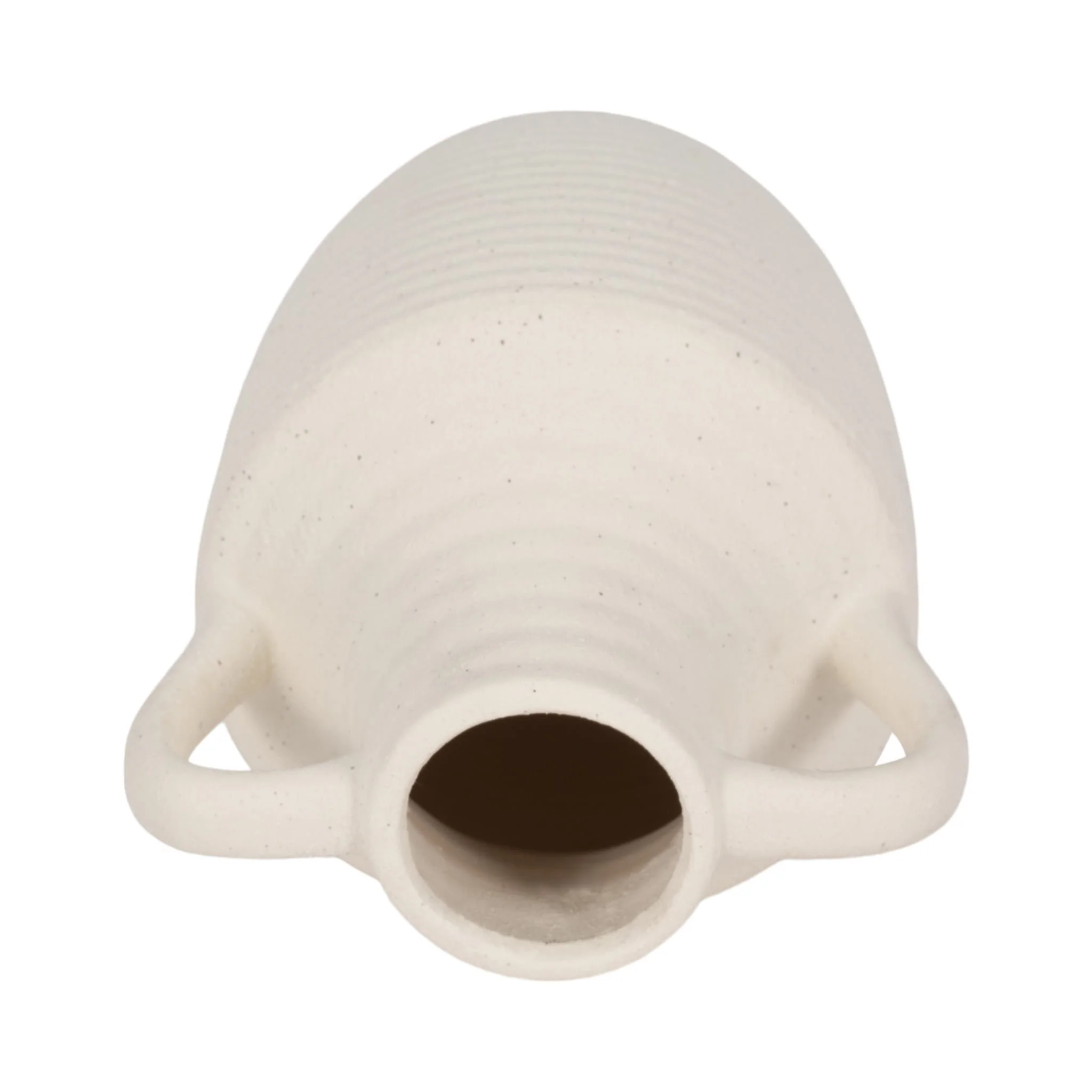 9" Jug Vase W/ Handle Rough Texture, Ivory - Image 6