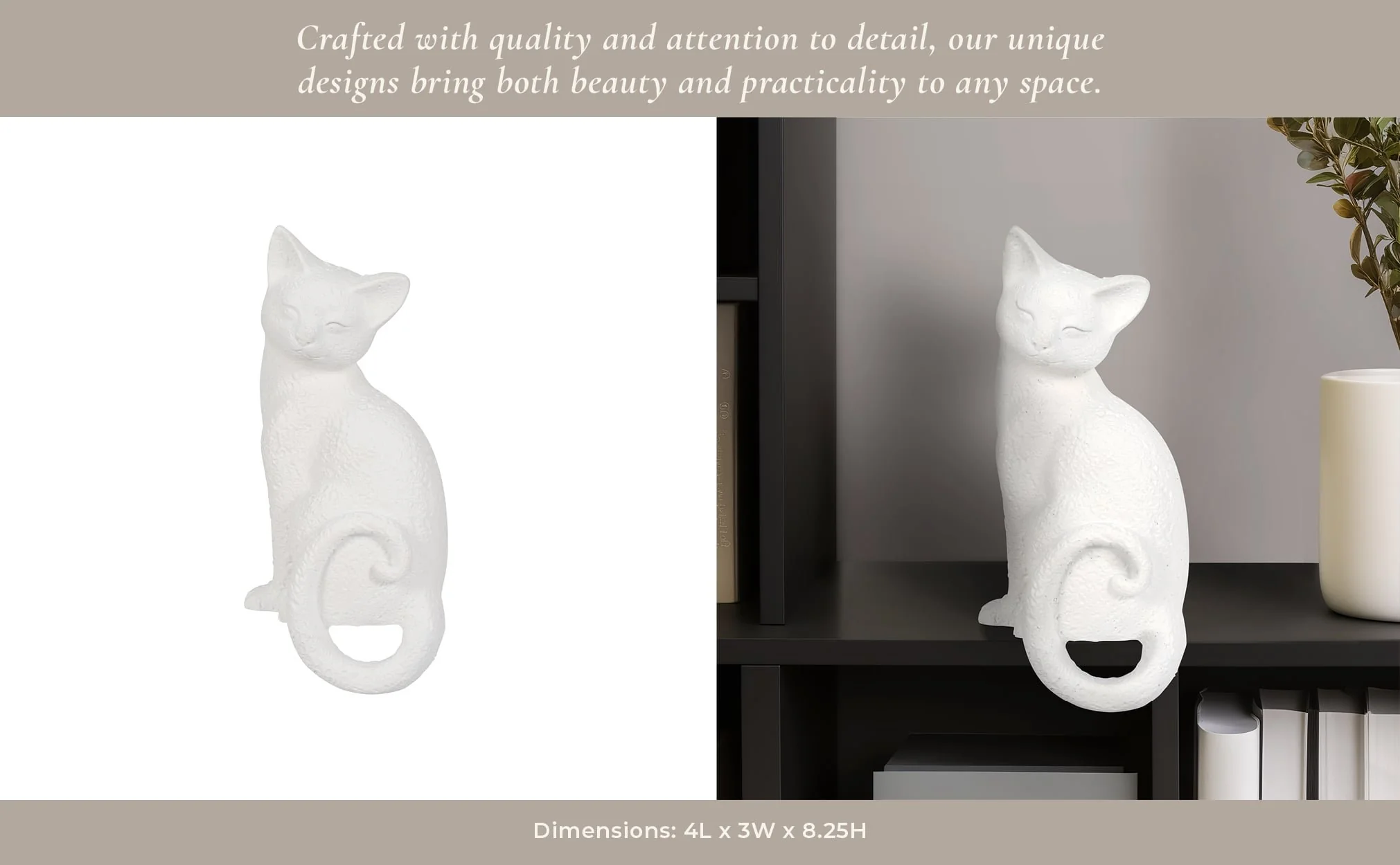 9" Kitty With Hanging Tail, White - Image 9