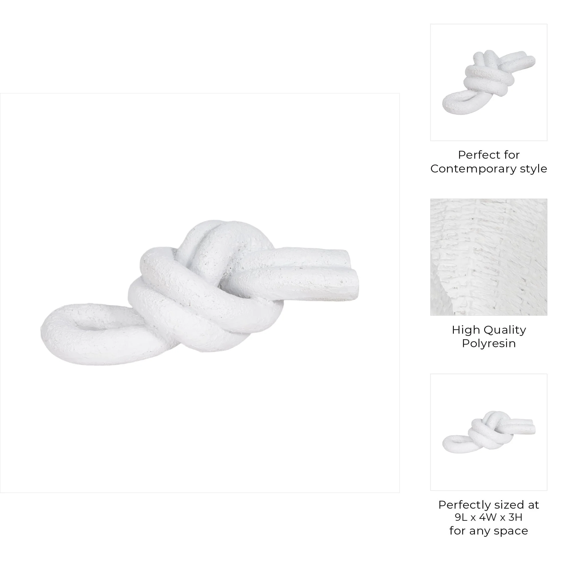 9" Loop Knot Object, White - Image 9