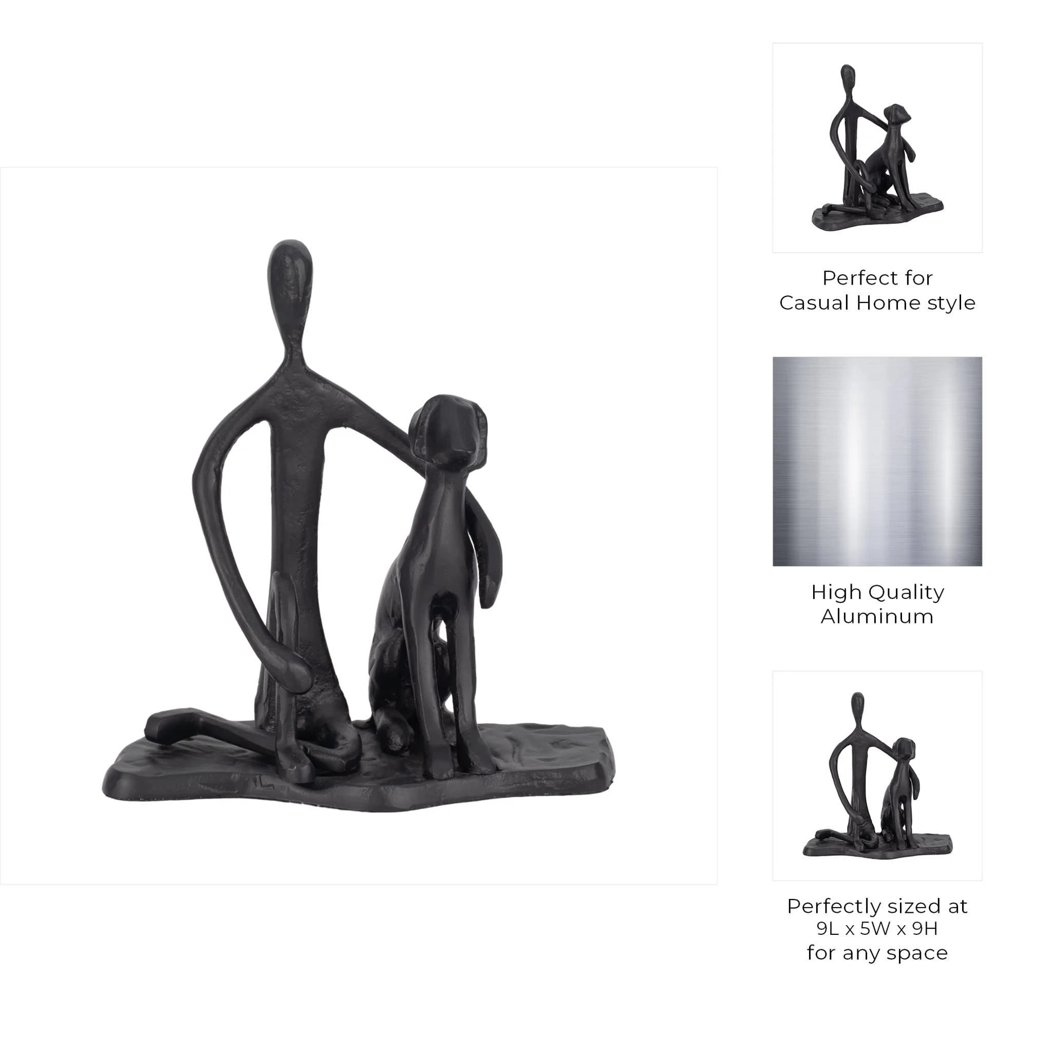 9" Mans Best Friend Sculpture, Black - Image 9