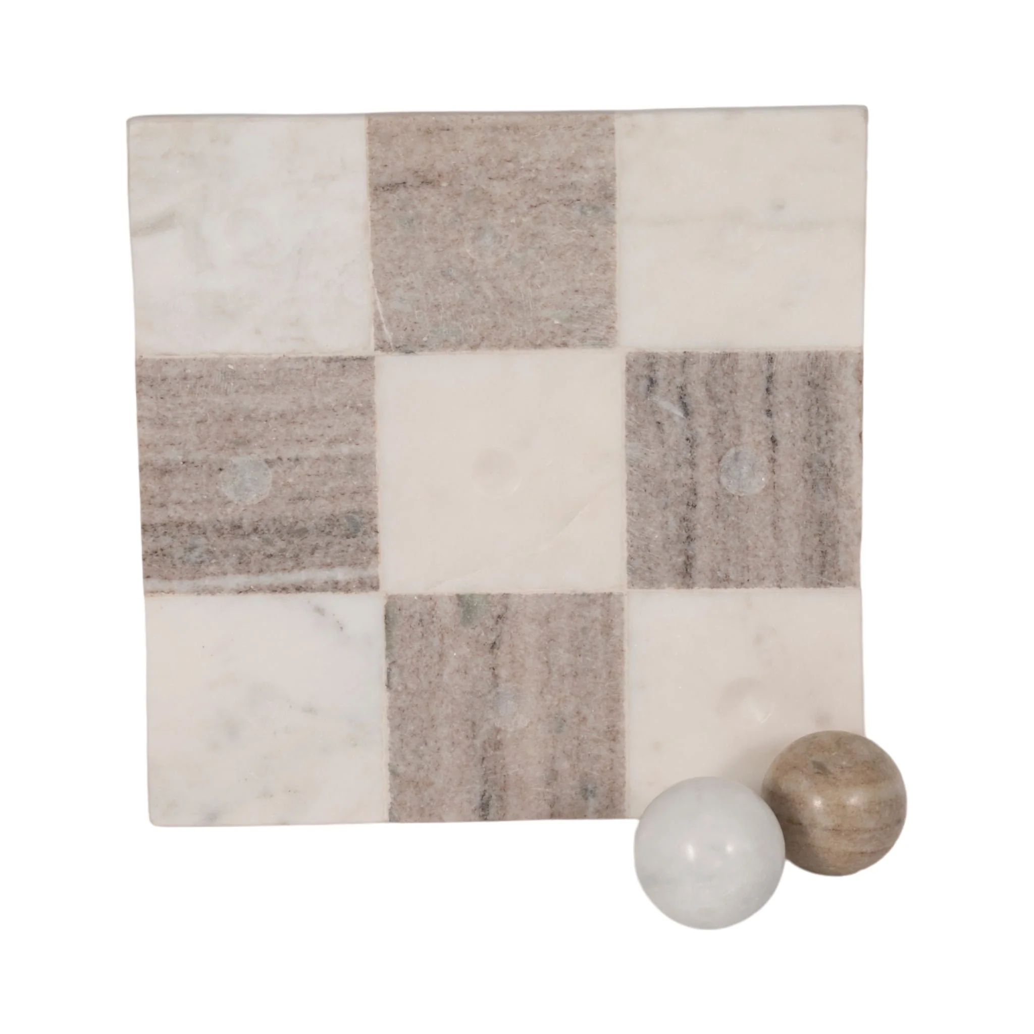 9" Marble Tic-tac-toe, White/beige - Image 5