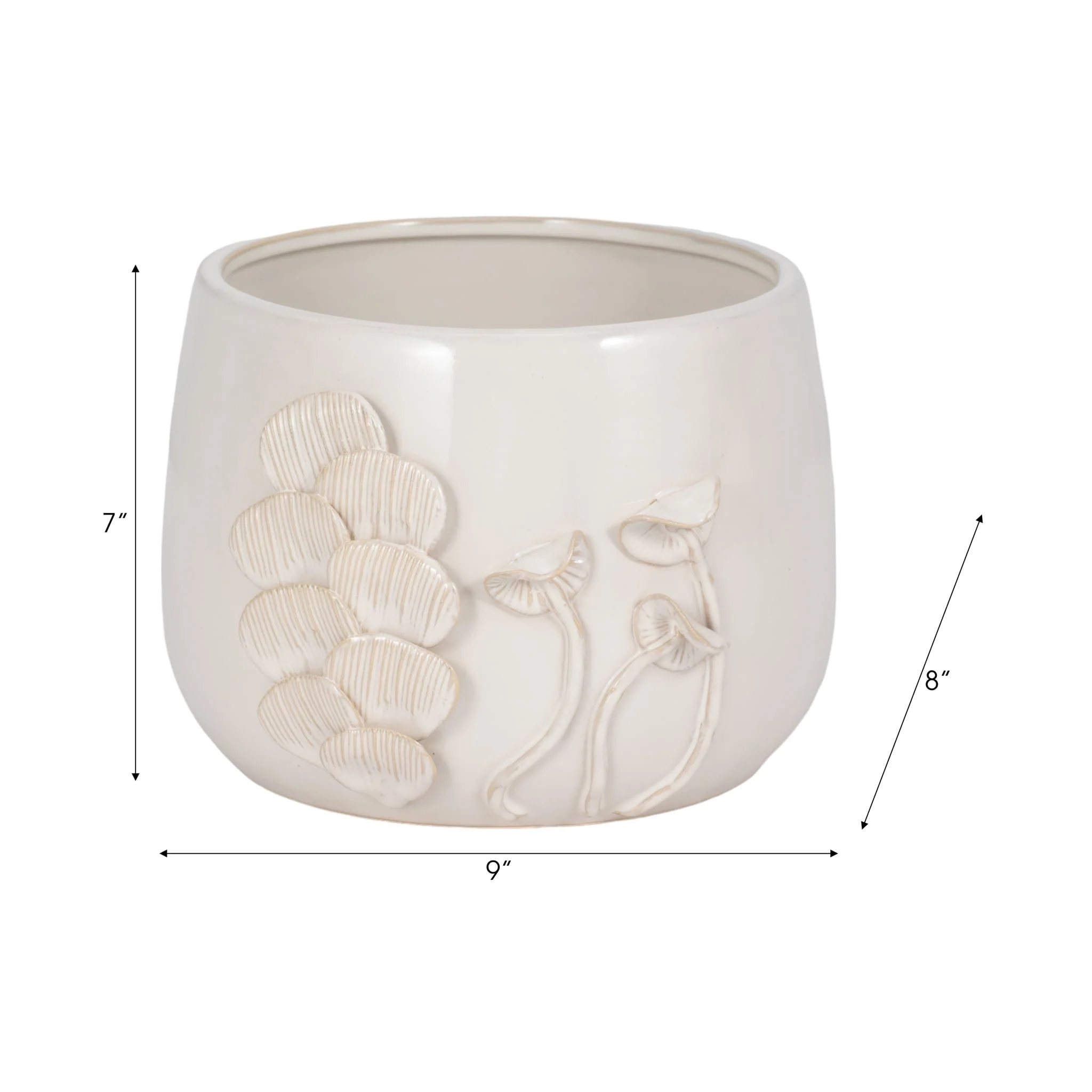 9" Mushroom Applique Planter, Ivory - Image 8