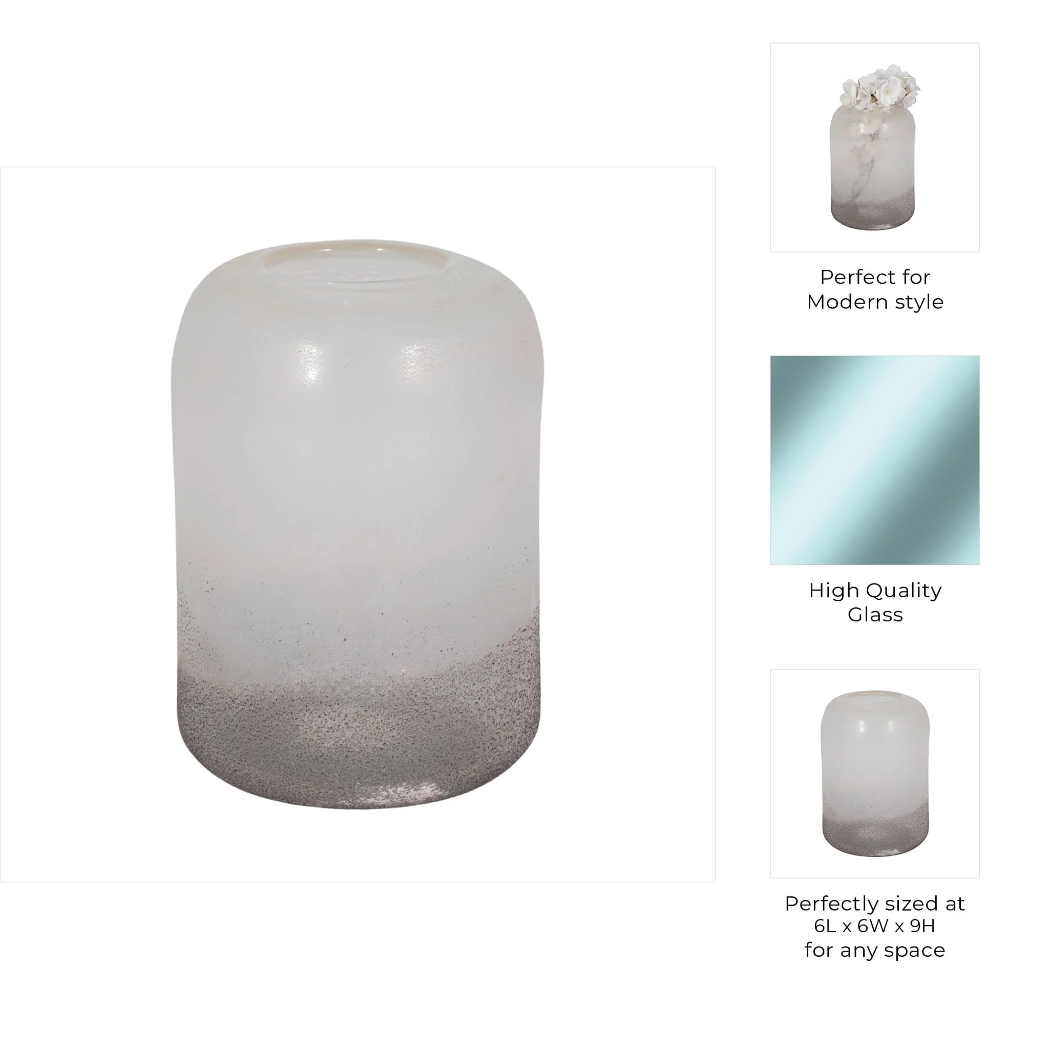 9" Ombre Cylinder Vase, White/grey - Image 10