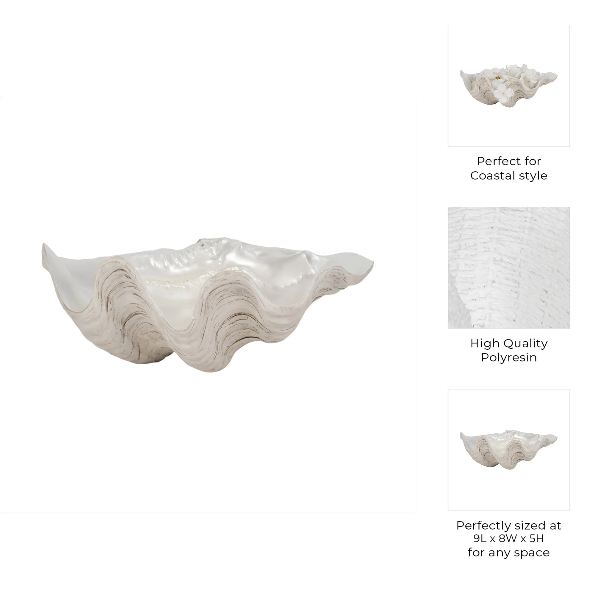 9" Pearlized Shell Bowl, Ivory - Image 10