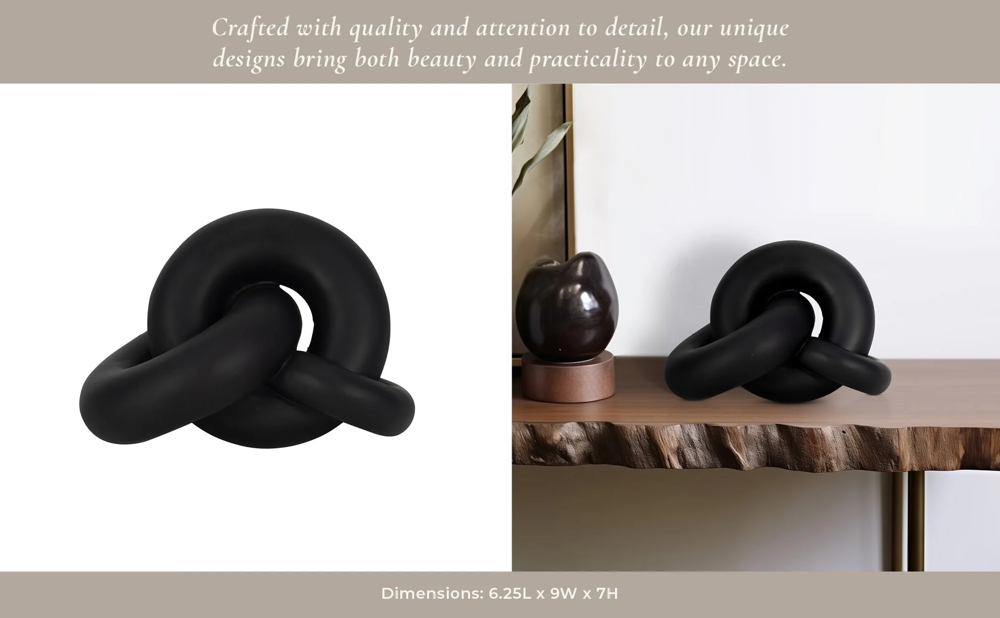 9" Resin Knot Decor, Black - Image 11