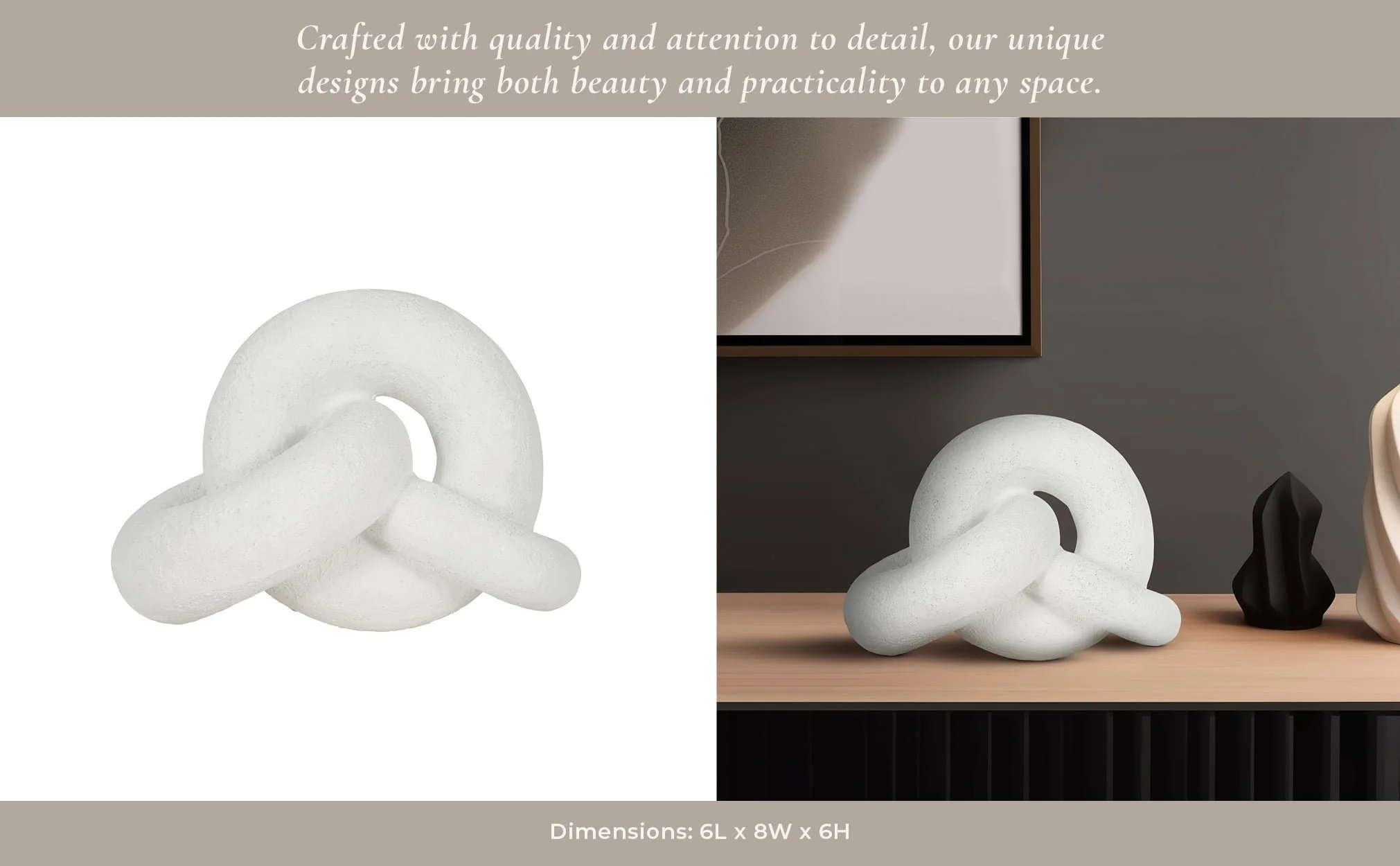 9" Resin Knot Decor Rough Finish, White - Image 11