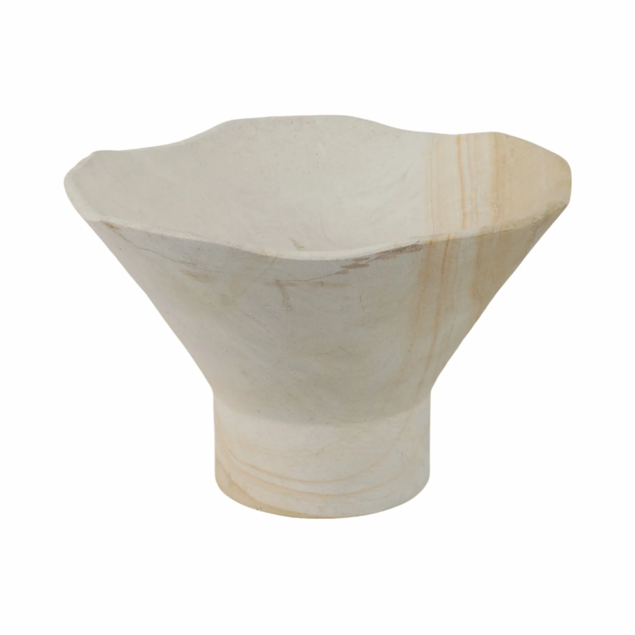 9" Sandstone Pedestal Bowl, Tan - Image 2