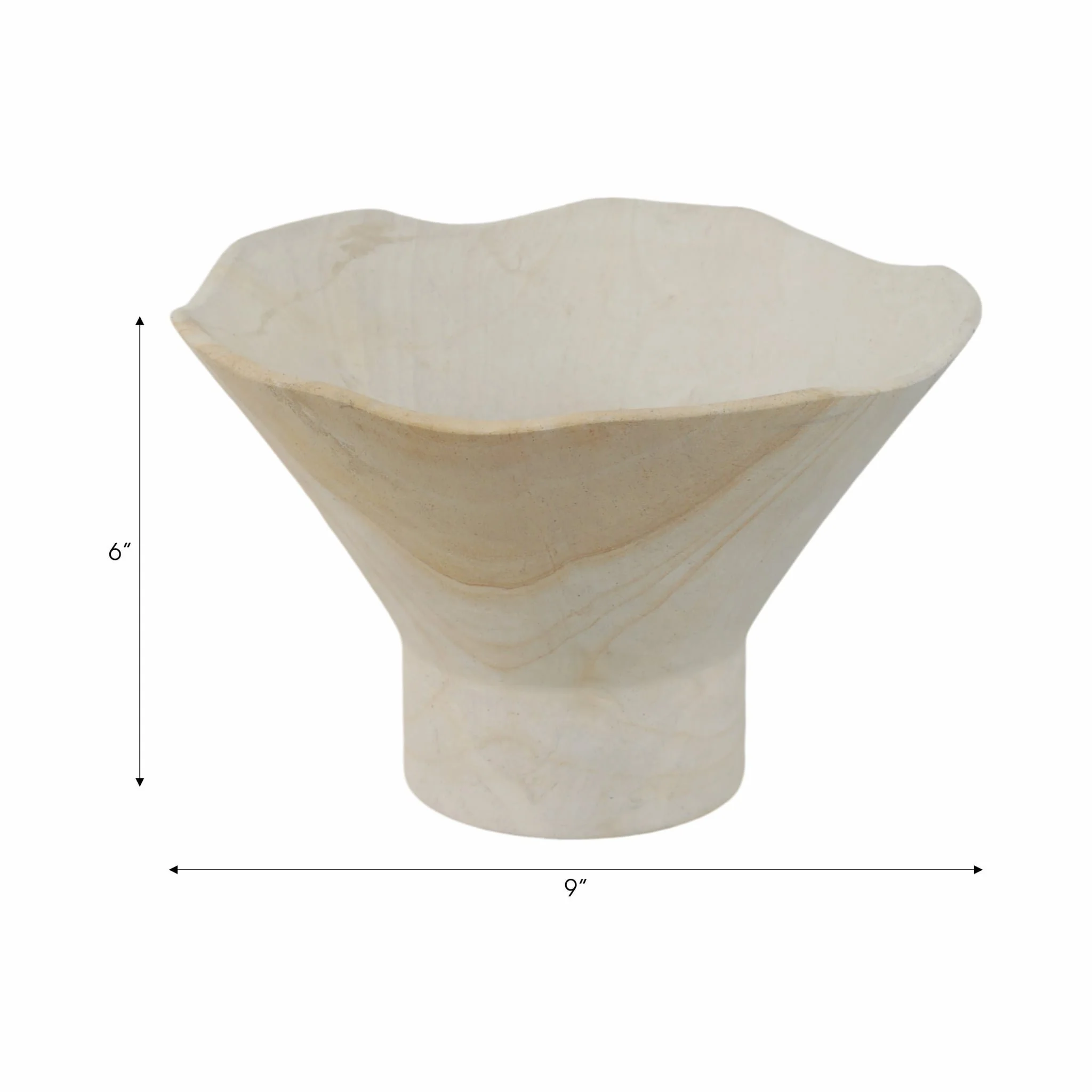 9" Sandstone Pedestal Bowl, Tan - Image 7