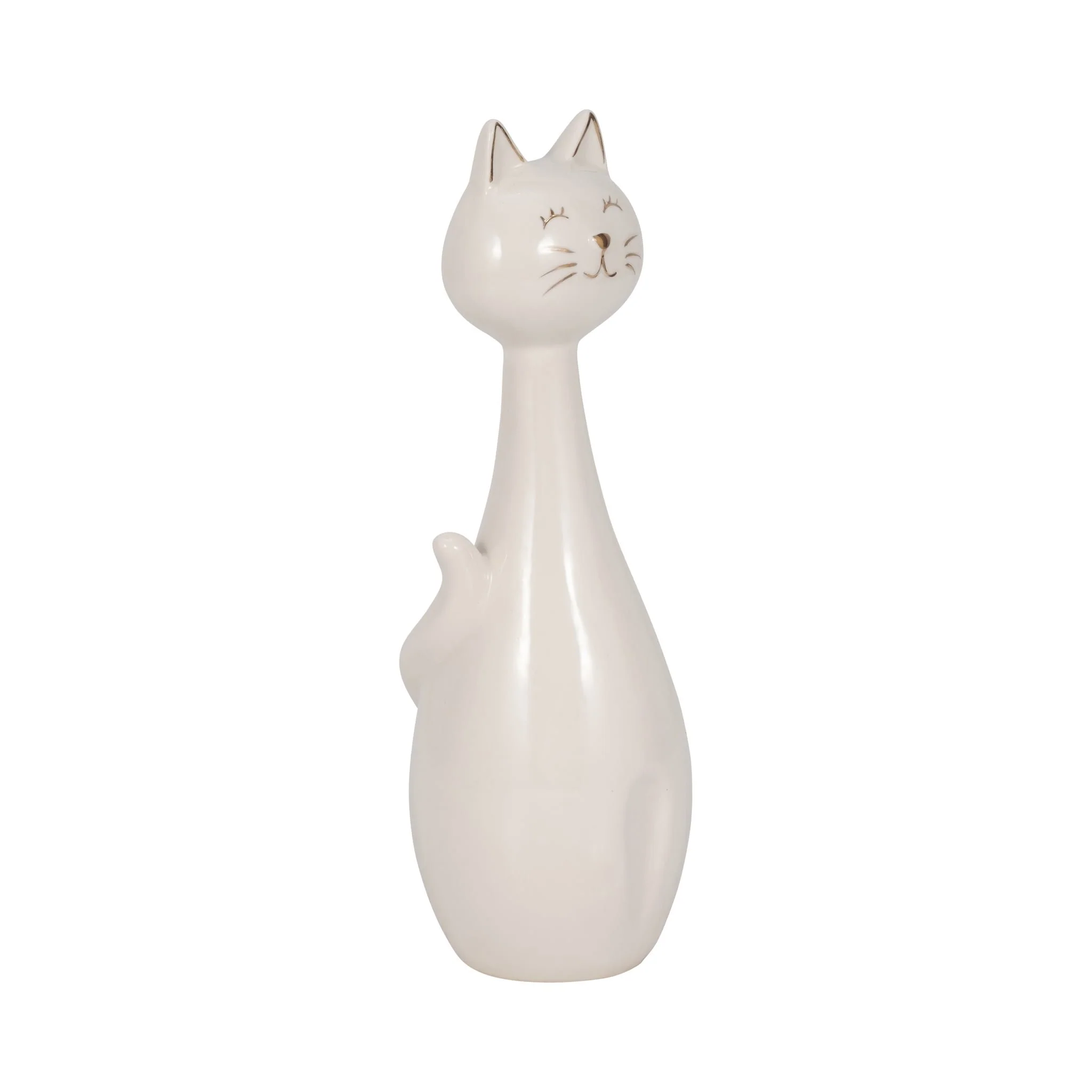 9" Sitting Kitty, White/gold - Image 2