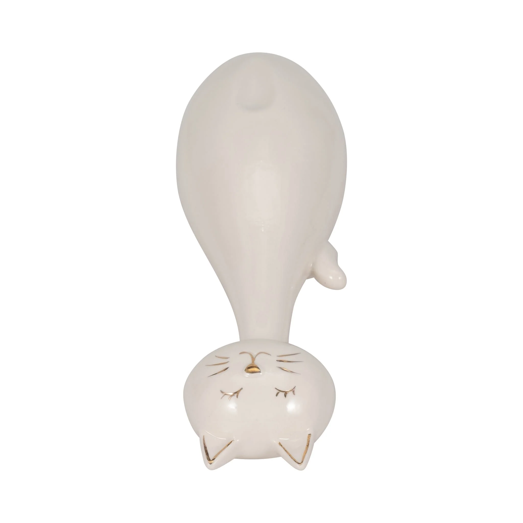 9" Sitting Kitty, White/gold - Image 6