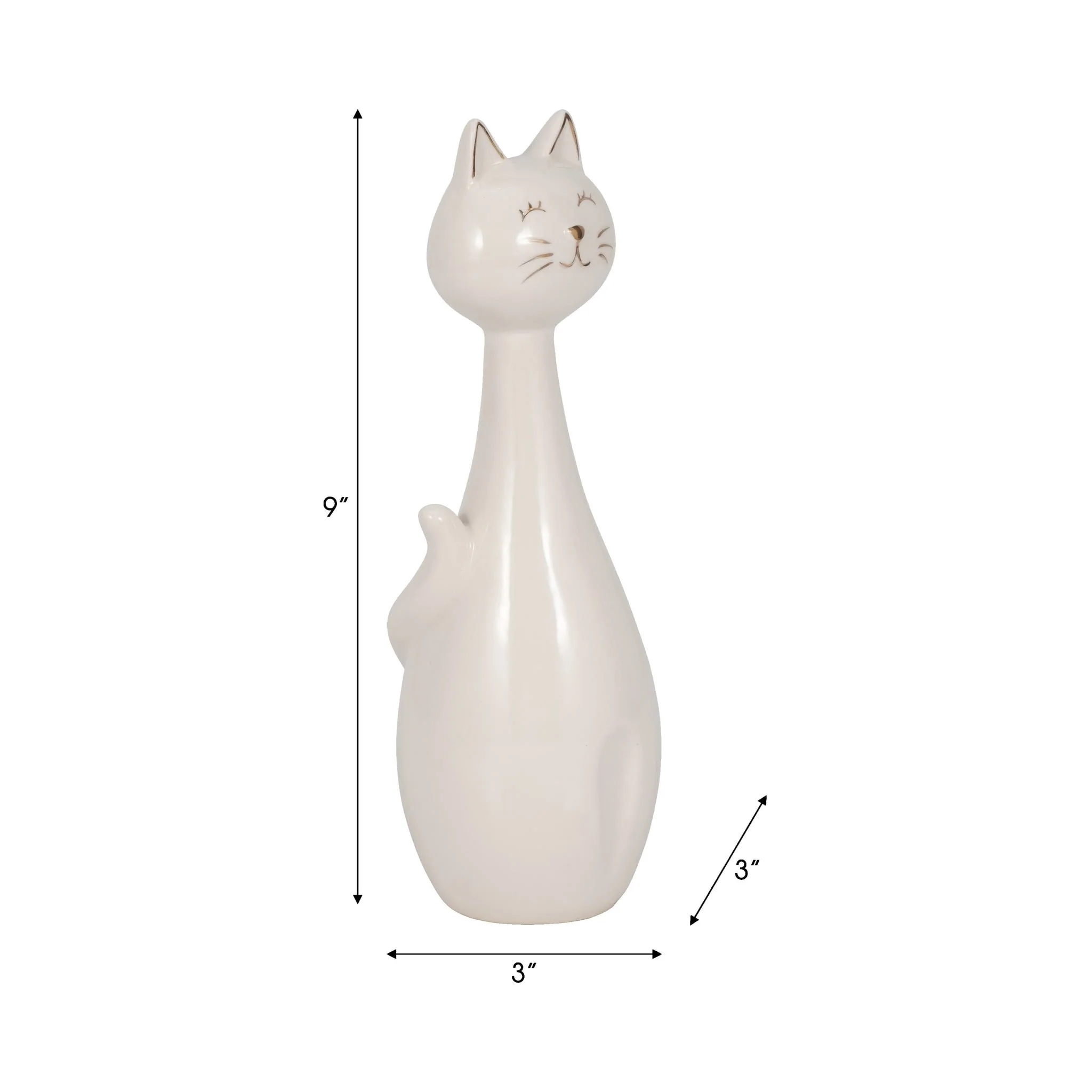 9" Sitting Kitty, White/gold - Image 8