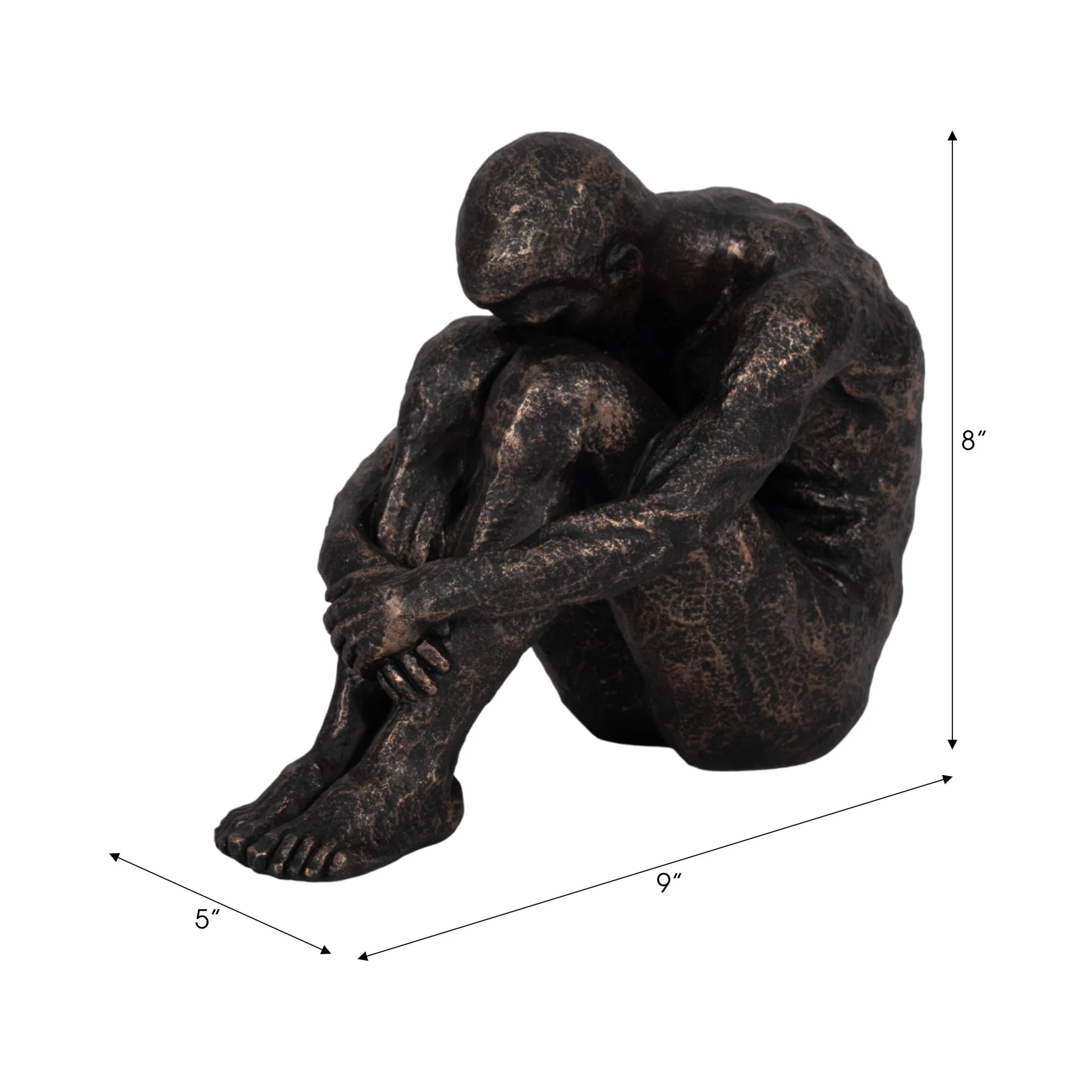 9" Sitting Man, Bronze - Image 9