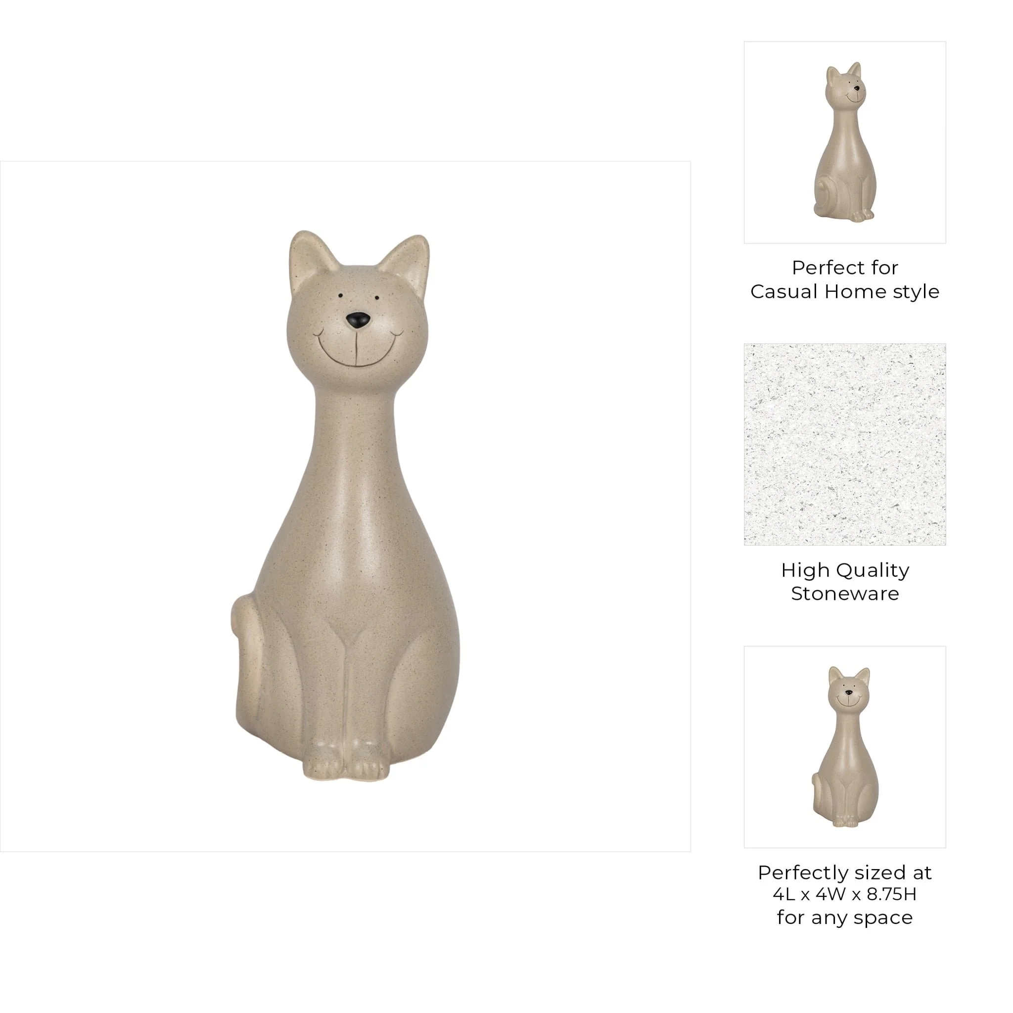 9" Skinny Sitting Kitty, Grey - Image 9