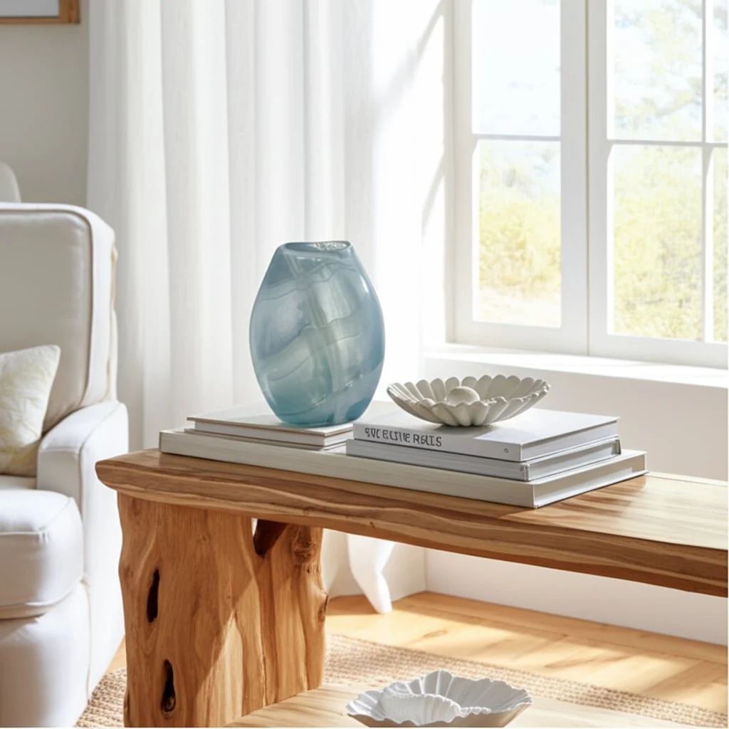 9" Slim Swirled Vase, Blue/white - Image 11