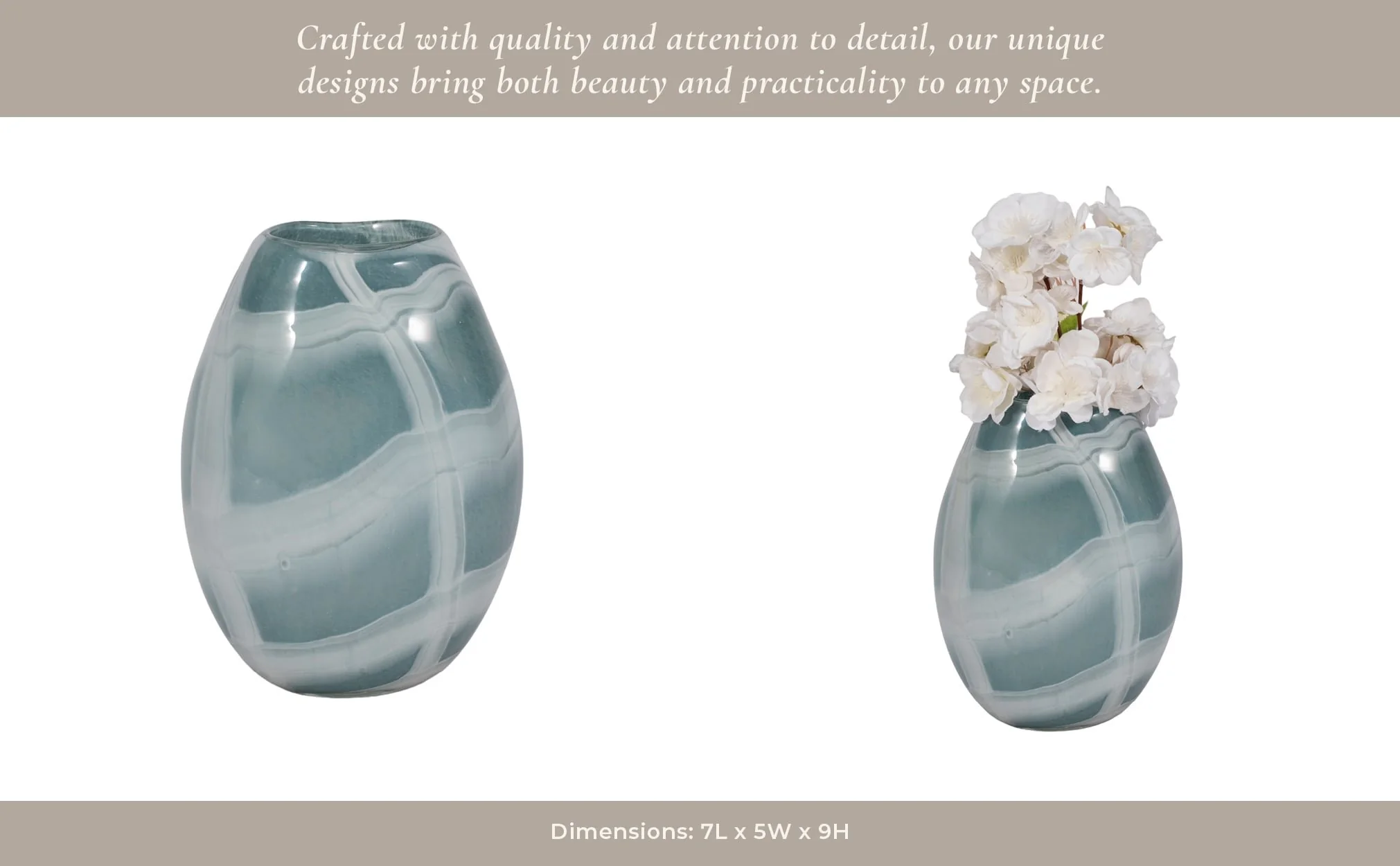 9" Slim Swirled Vase, Blue/white - Image 13