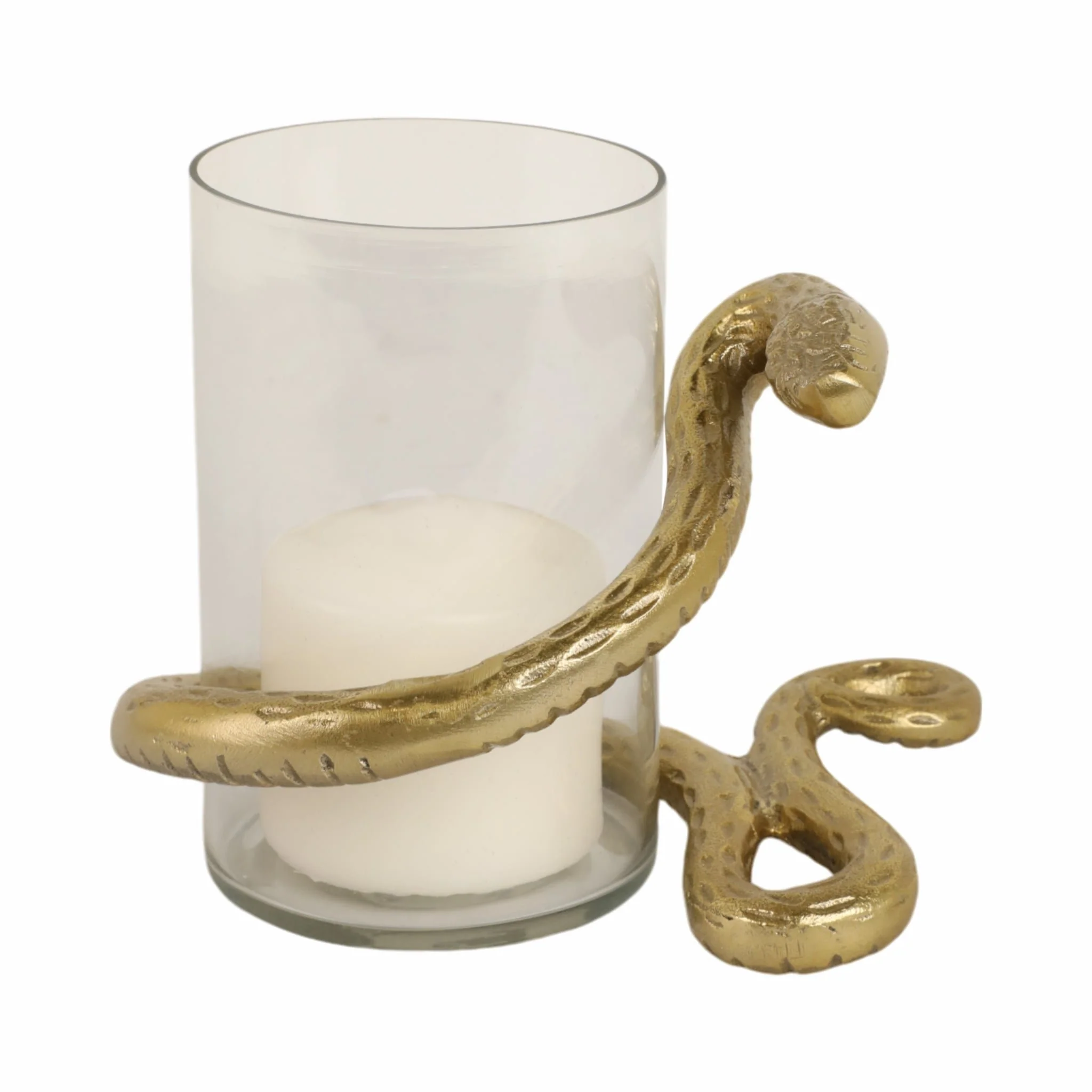 9" Snake Around Pillar Holder, Gold - Image 2