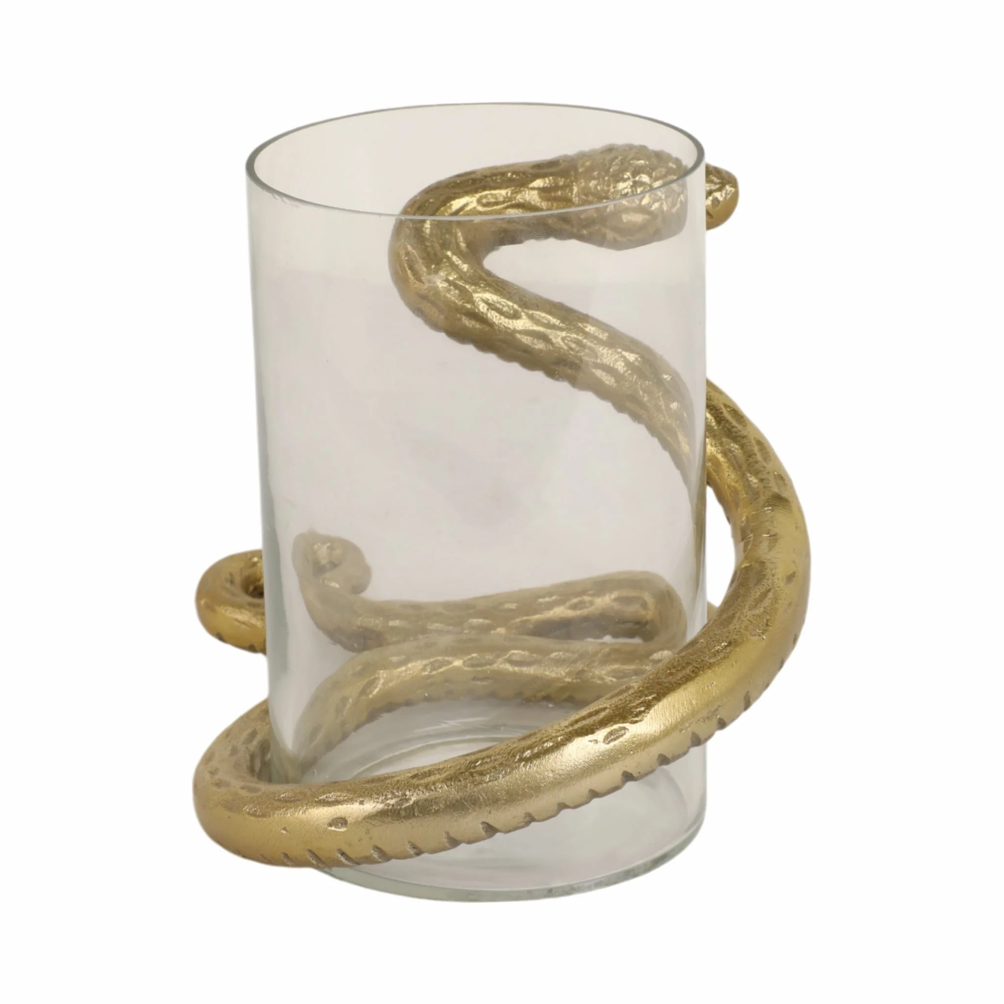 9" Snake Around Pillar Holder, Gold - Image 4