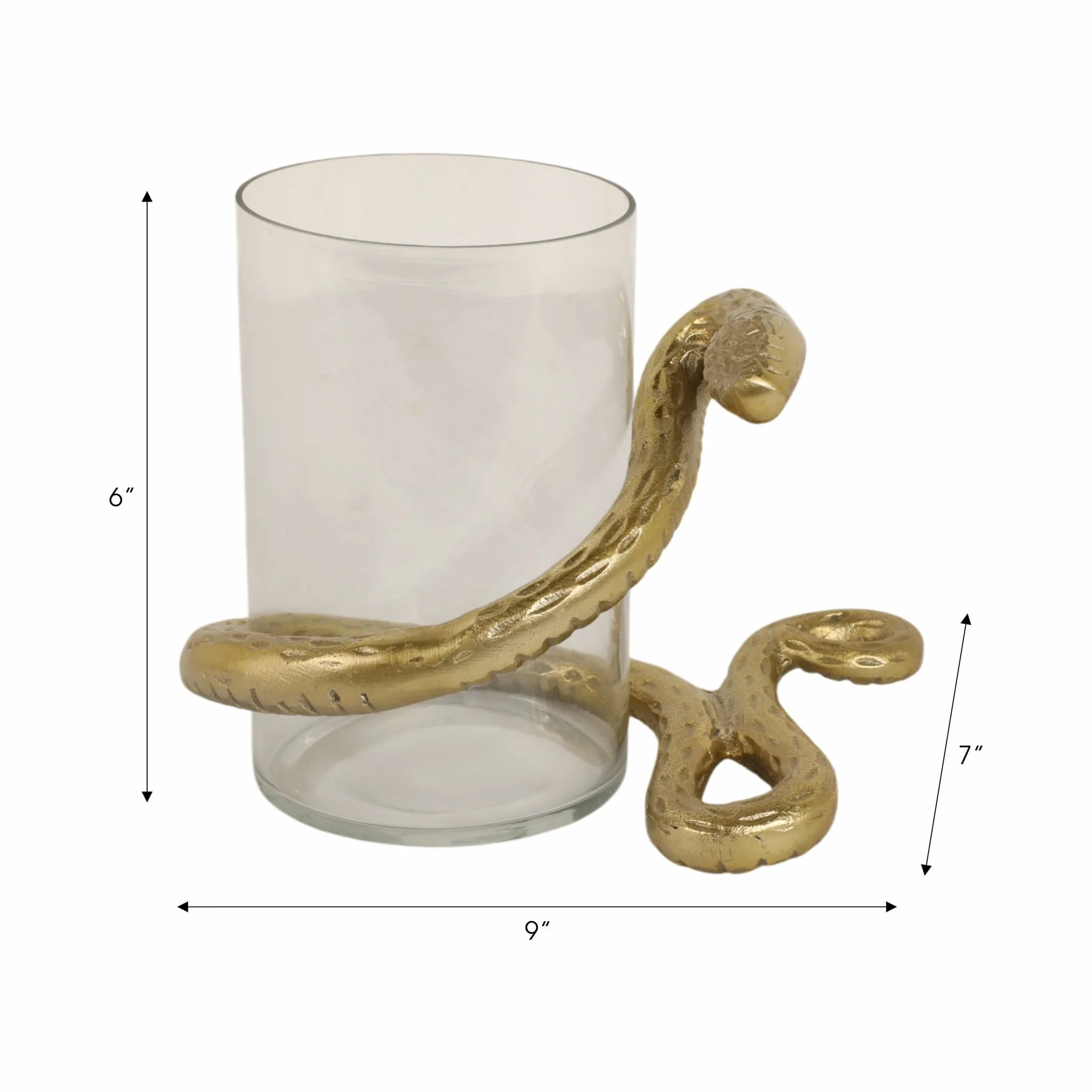 9" Snake Around Pillar Holder, Gold - Image 9