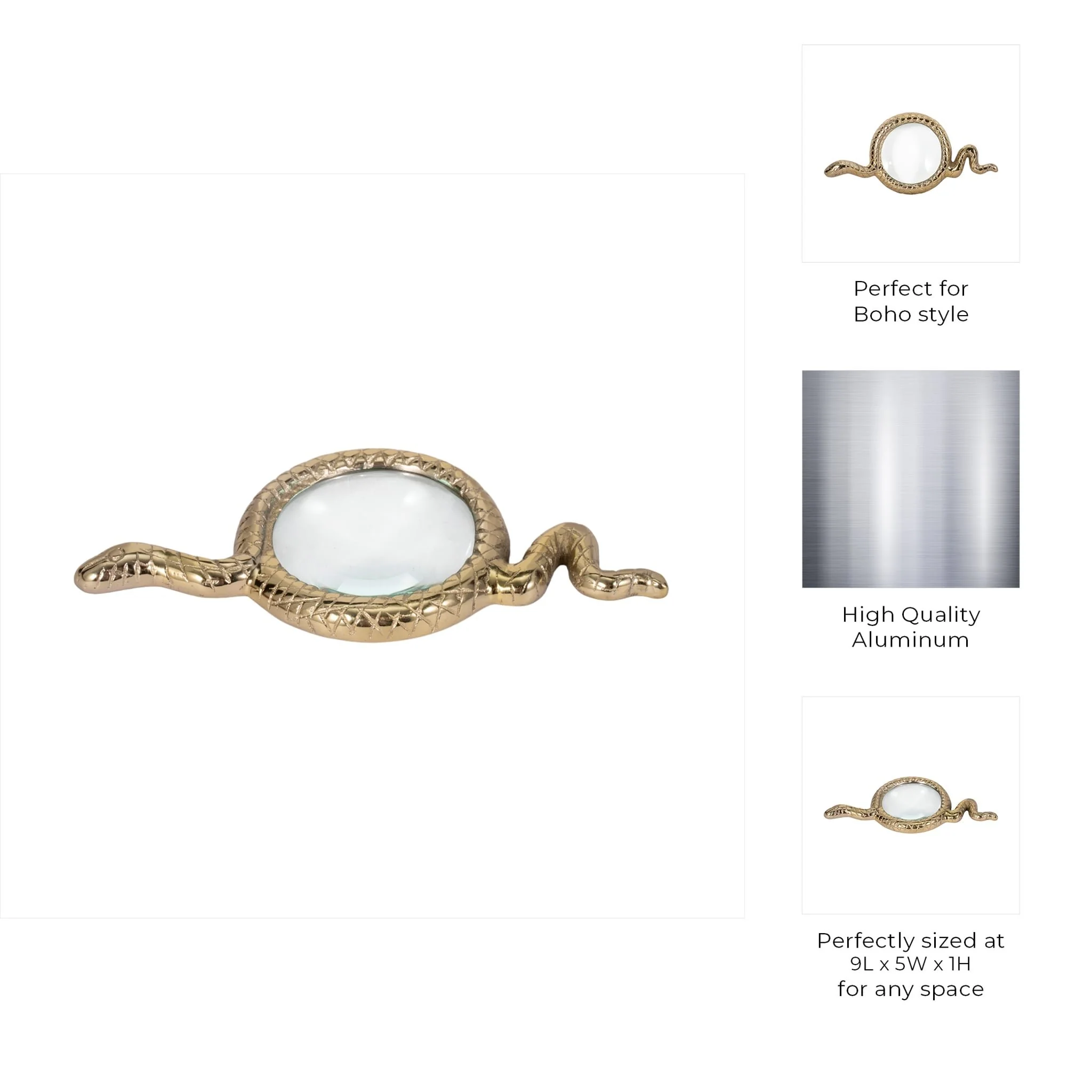 9" Snake Magnifying Glass, Gold - Image 8
