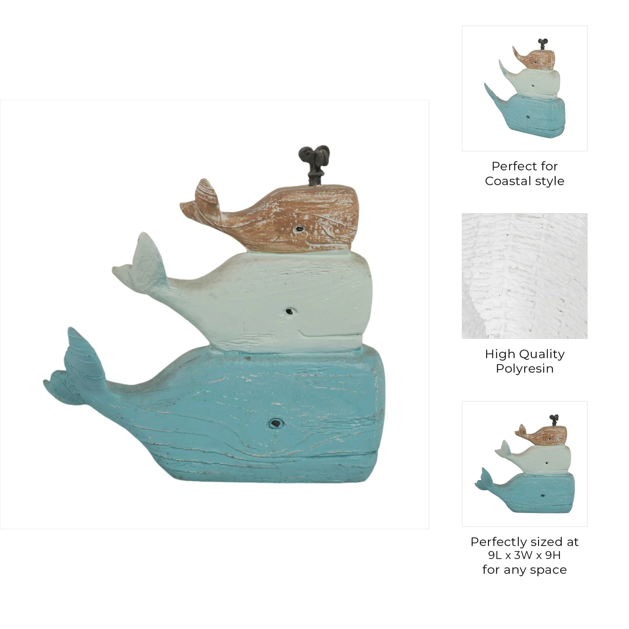 9" Stack Of 3 Whales, Multi - Image 10