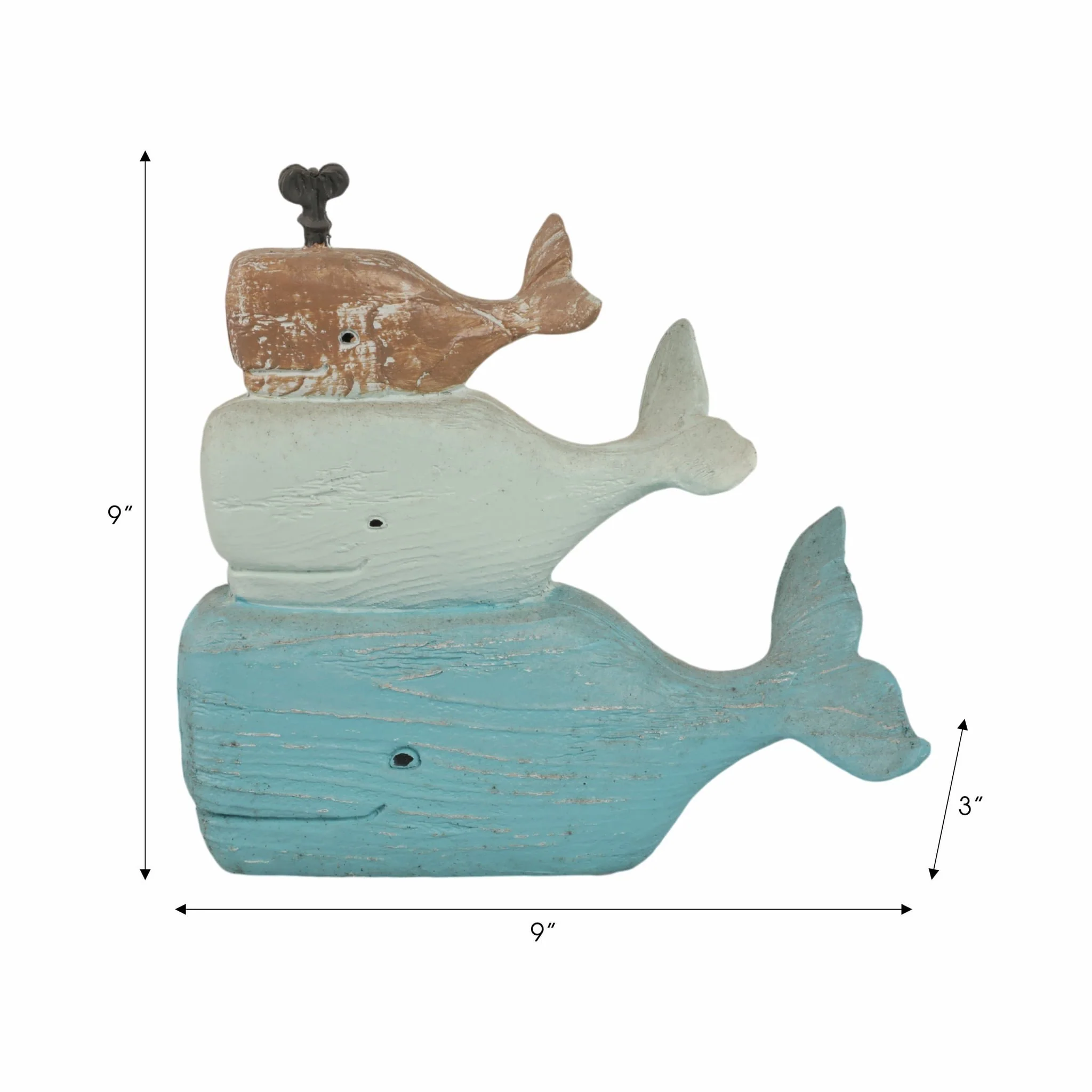 9" Stack Of 3 Whales, Multi - Image 9
