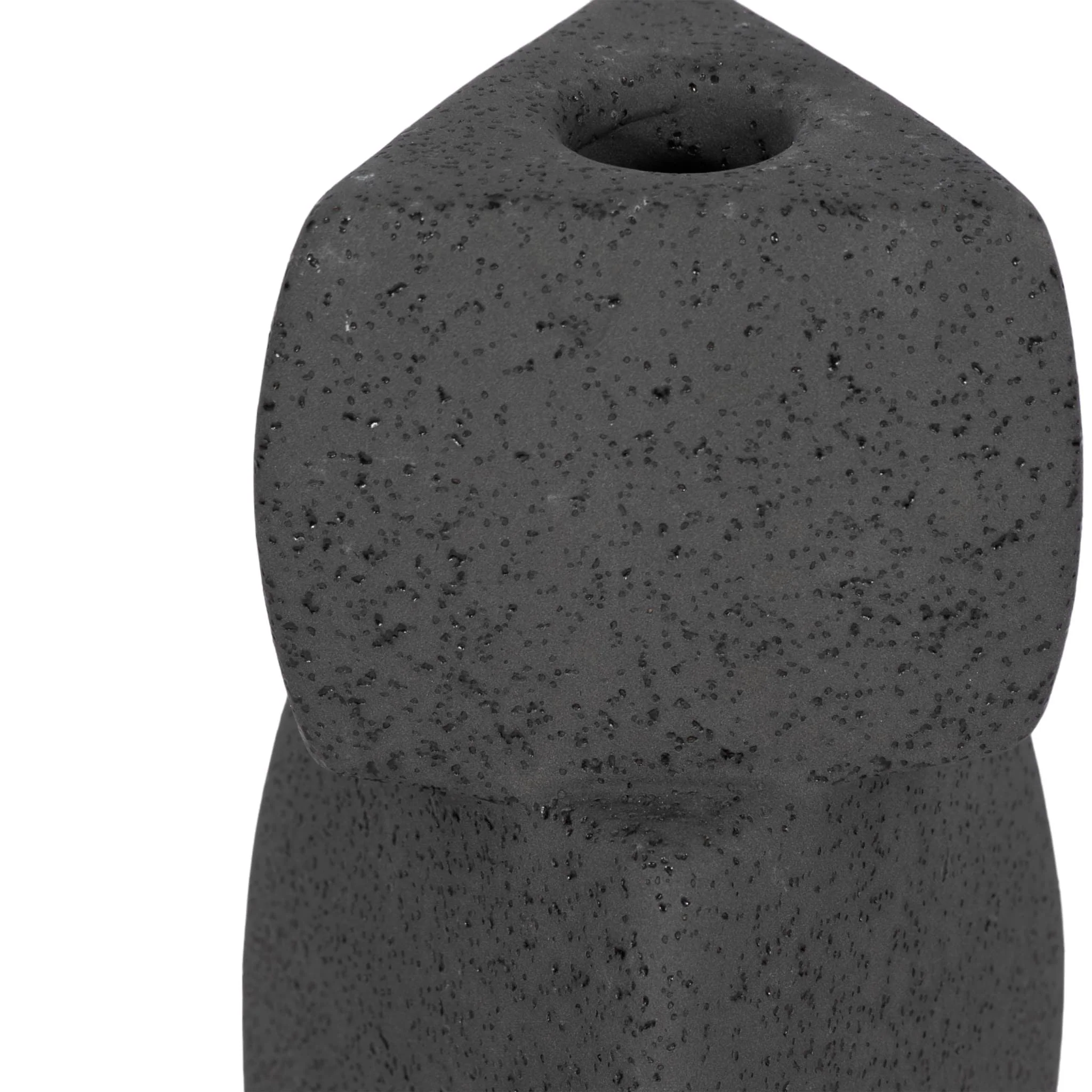 9" Stacked Objects Taper Holder Sand Glaze, Black - Image 4