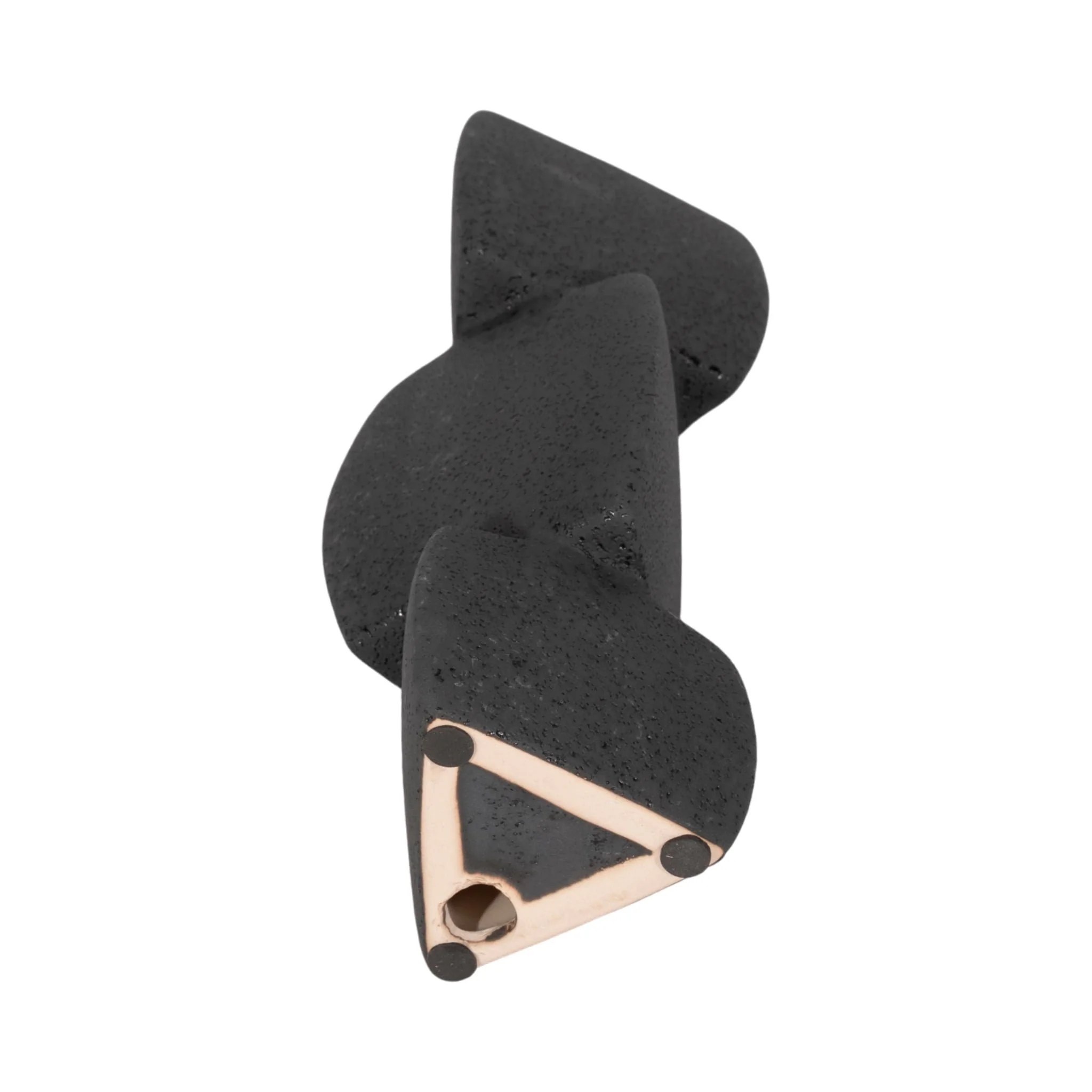 9" Stacked Objects Taper Holder Sand Glaze, Black - Image 6